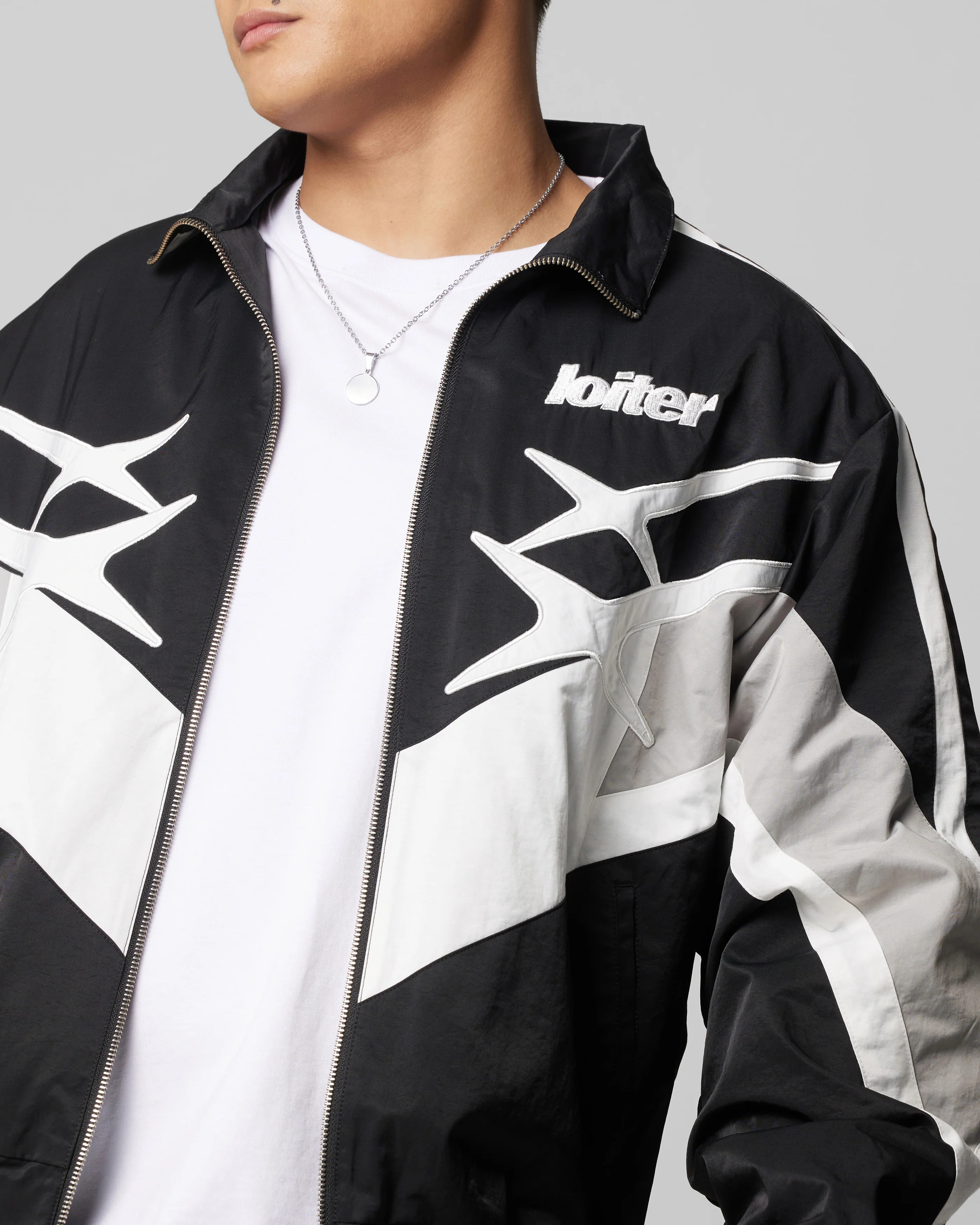 Loiter Hybrid Track Jacket Black/Grey - Image 7