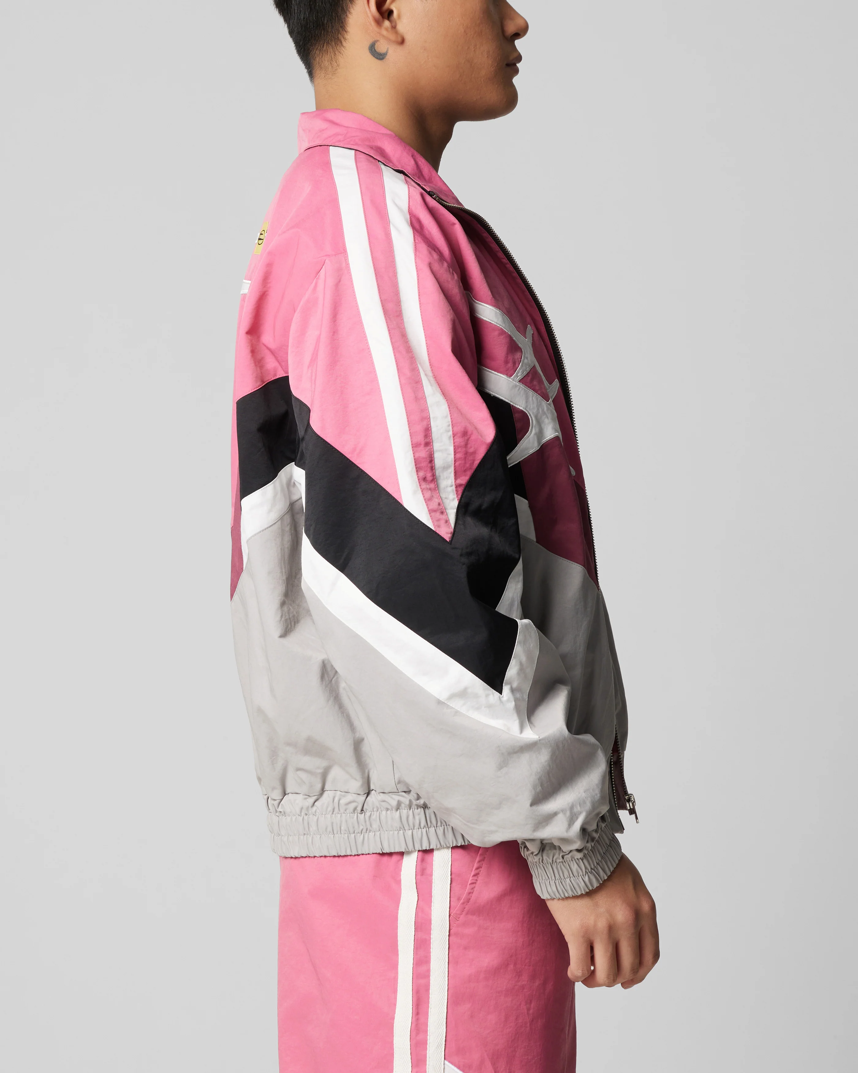 Loiter Hybrid Track Jacket Pink/Grey - Image 5