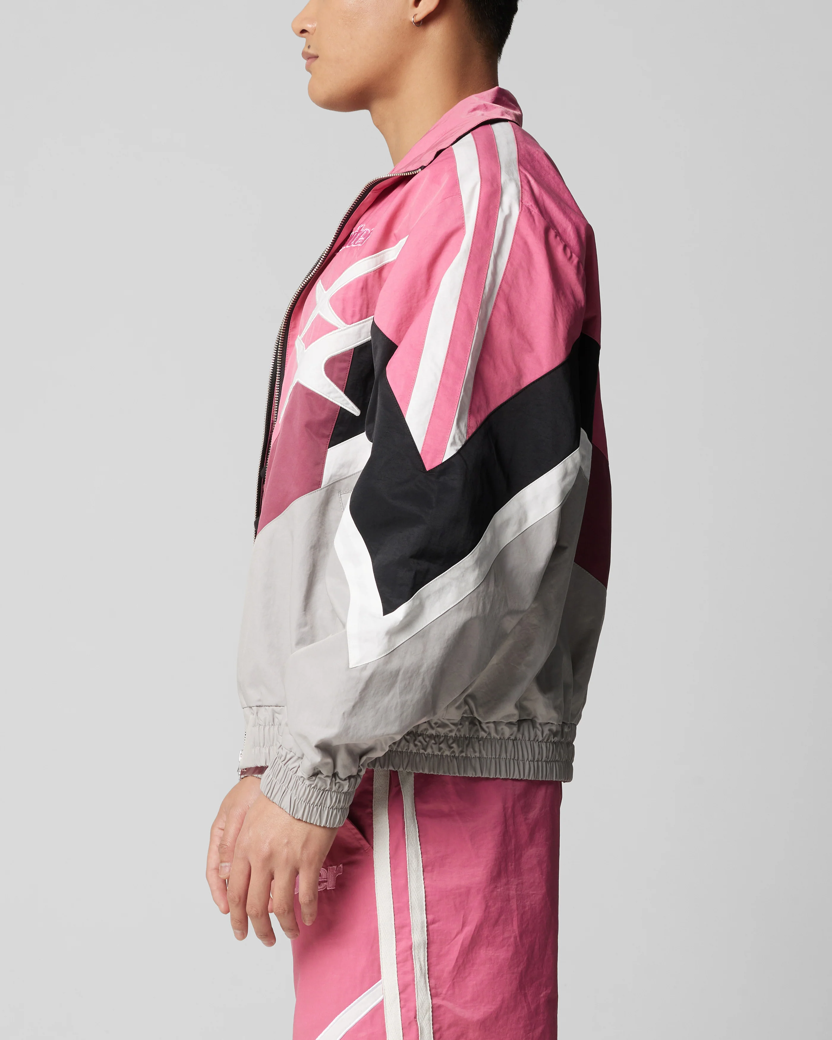 Loiter Hybrid Track Jacket Pink/Grey - Image 6