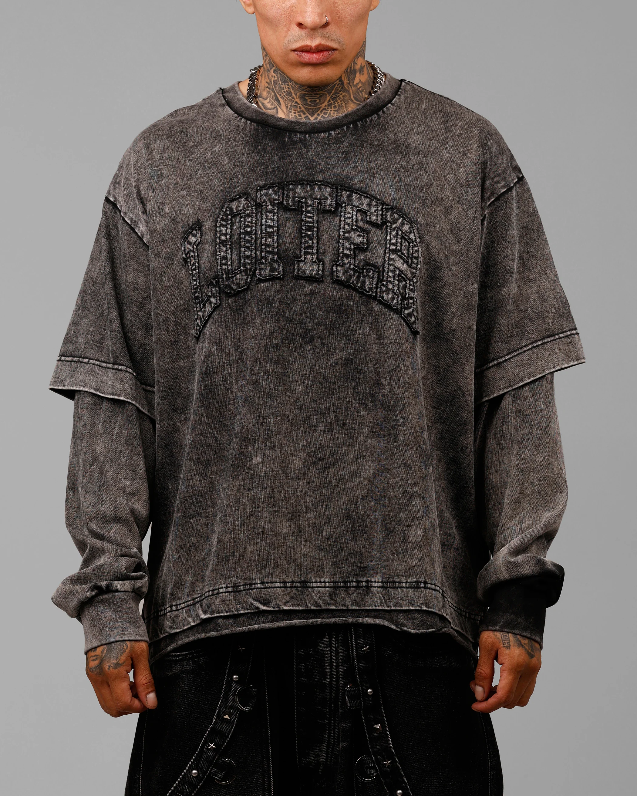 Impact Long Sleeve T-Shirt Washed Black/White