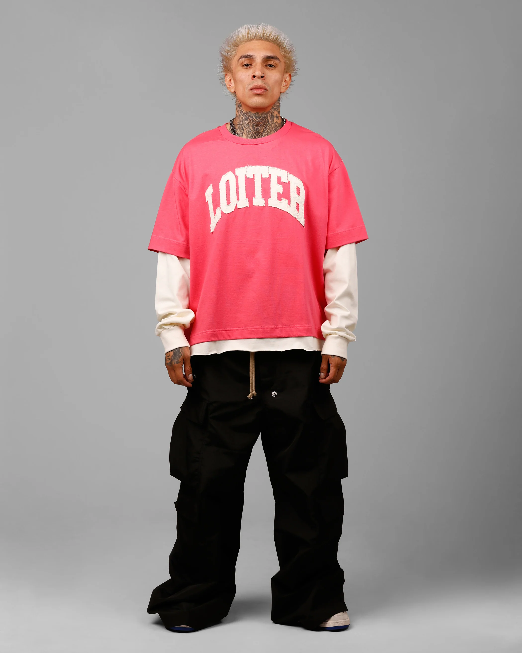 Impact Long Sleeve T-Shirt Washed Pink/White - Image 3