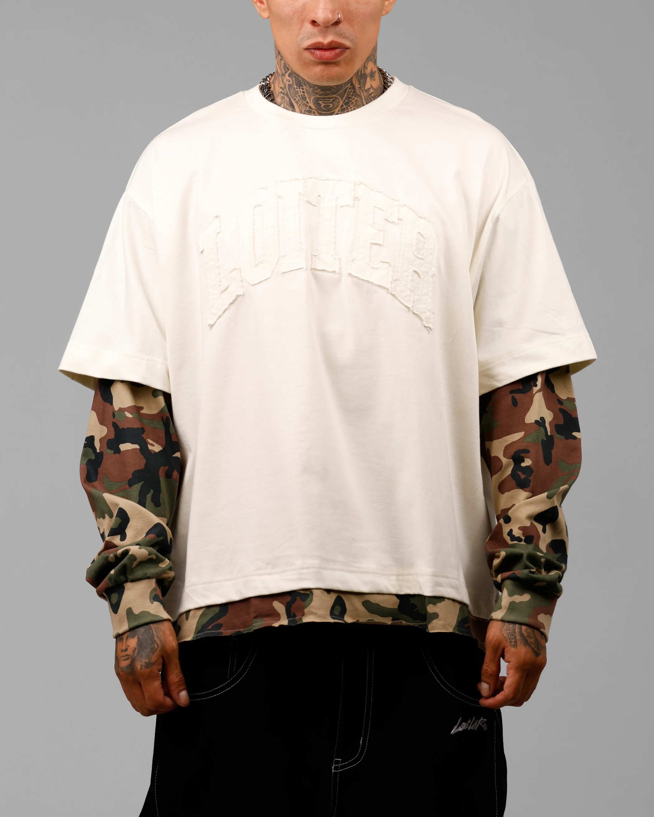 Impact Long Sleeve T-Shirt Washed White/Camo