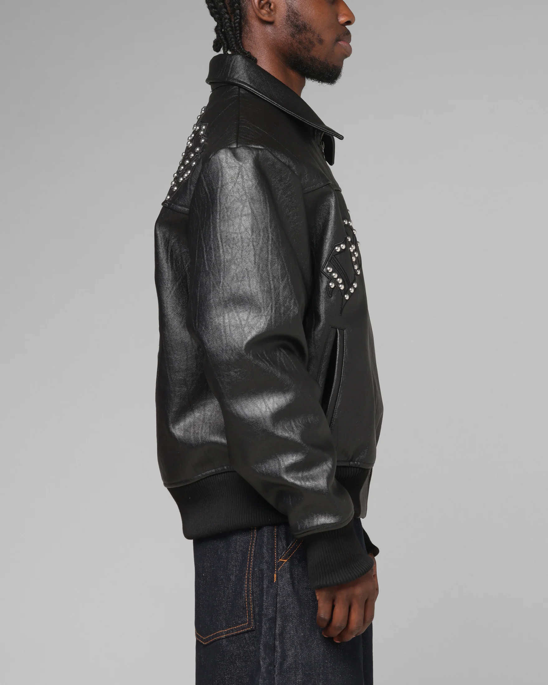 Loiter Imperial Vegan Leather Jacket Black - Image 5