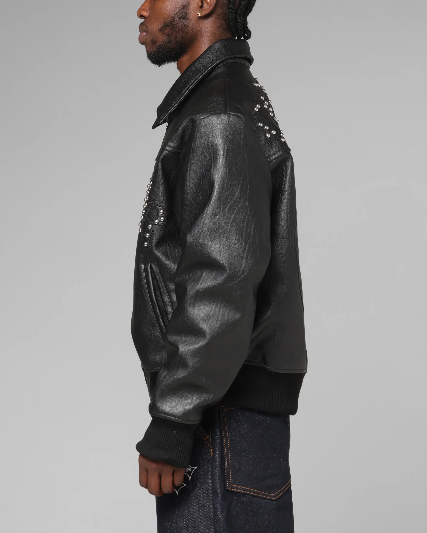 Loiter Imperial Vegan Leather Jacket Black - Image 6