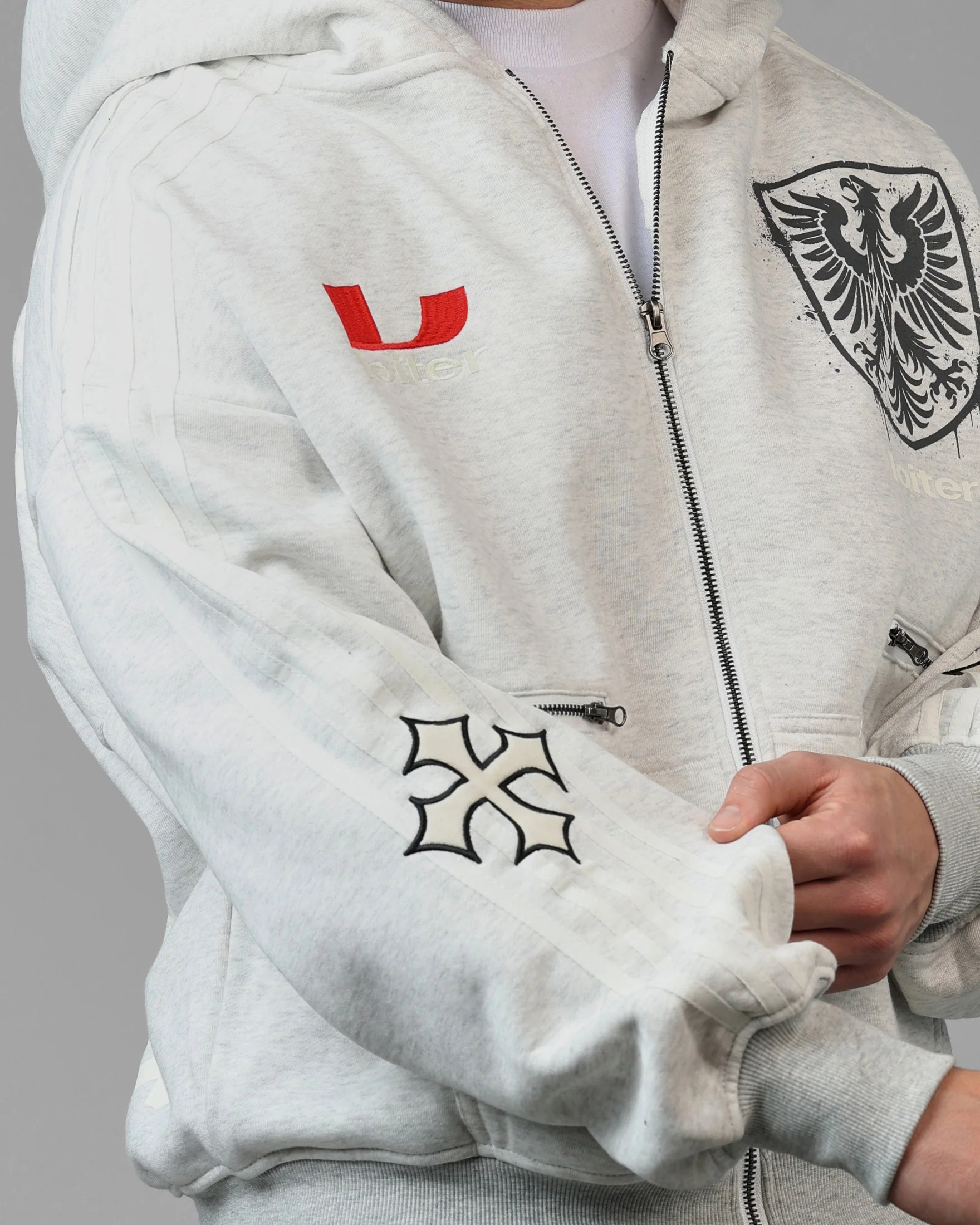 Imperial Zip Hoodie Grey - Image 7