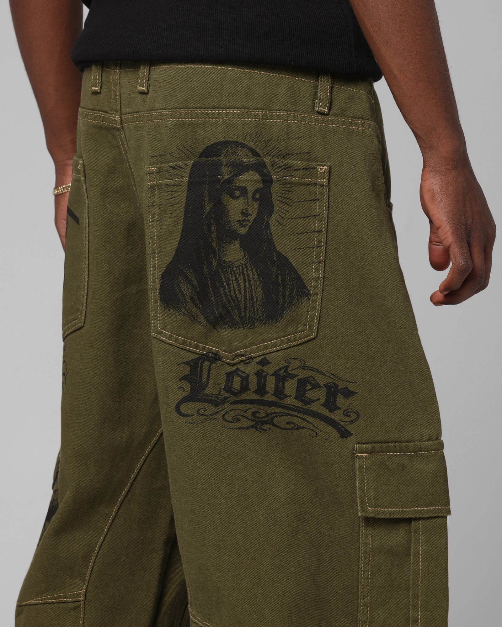 Loiter Layered Holy Fire Cargo Pants Khaki - Image 4