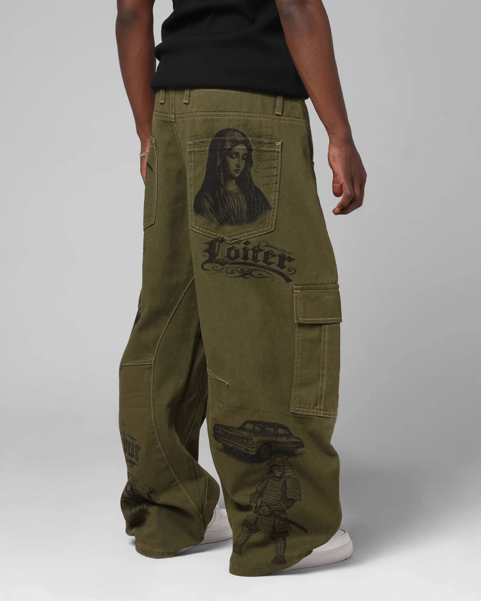Loiter Layered Holy Fire Cargo Pants Khaki - Image 5
