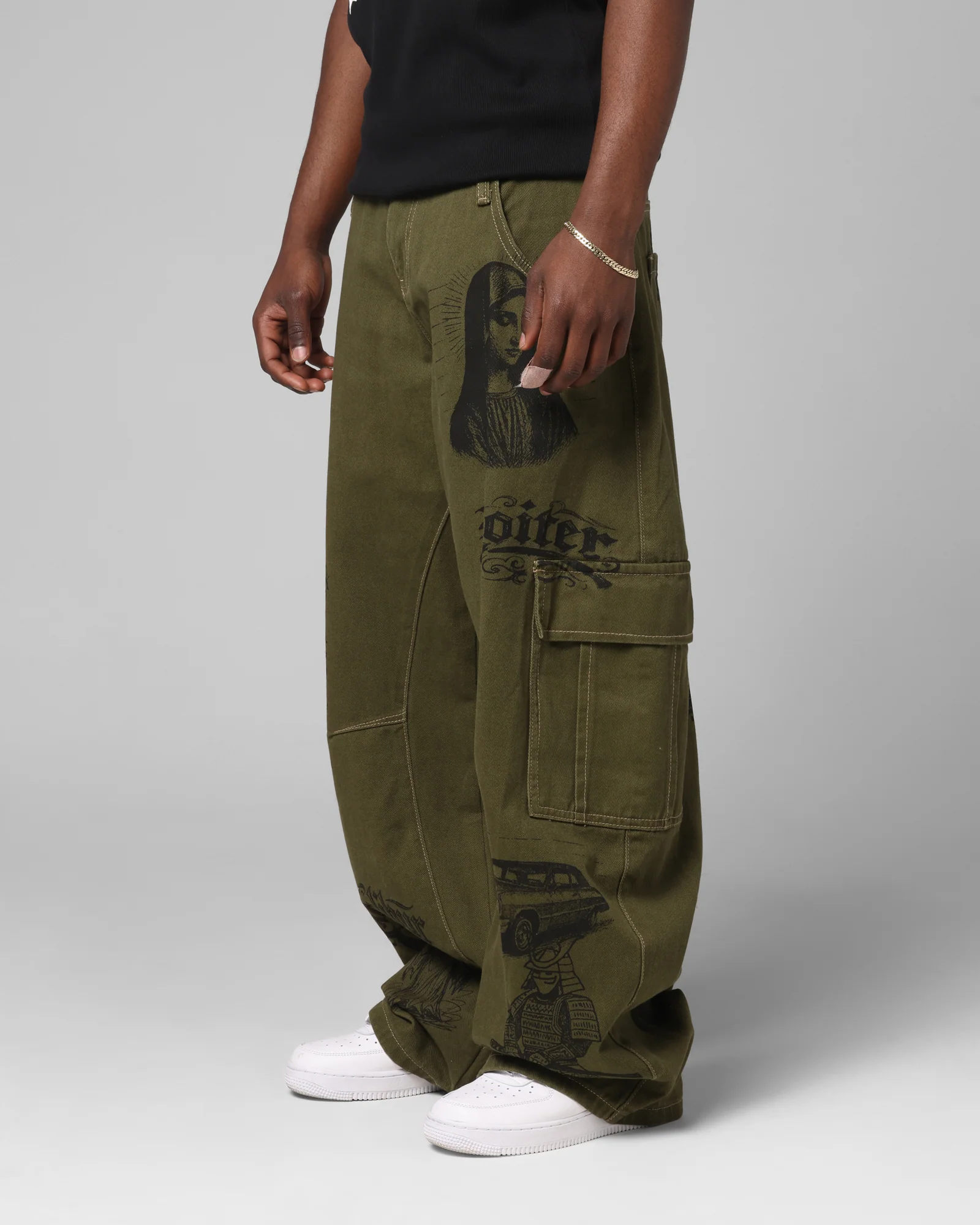 Loiter Layered Holy Fire Cargo Pants Khaki - Image 6
