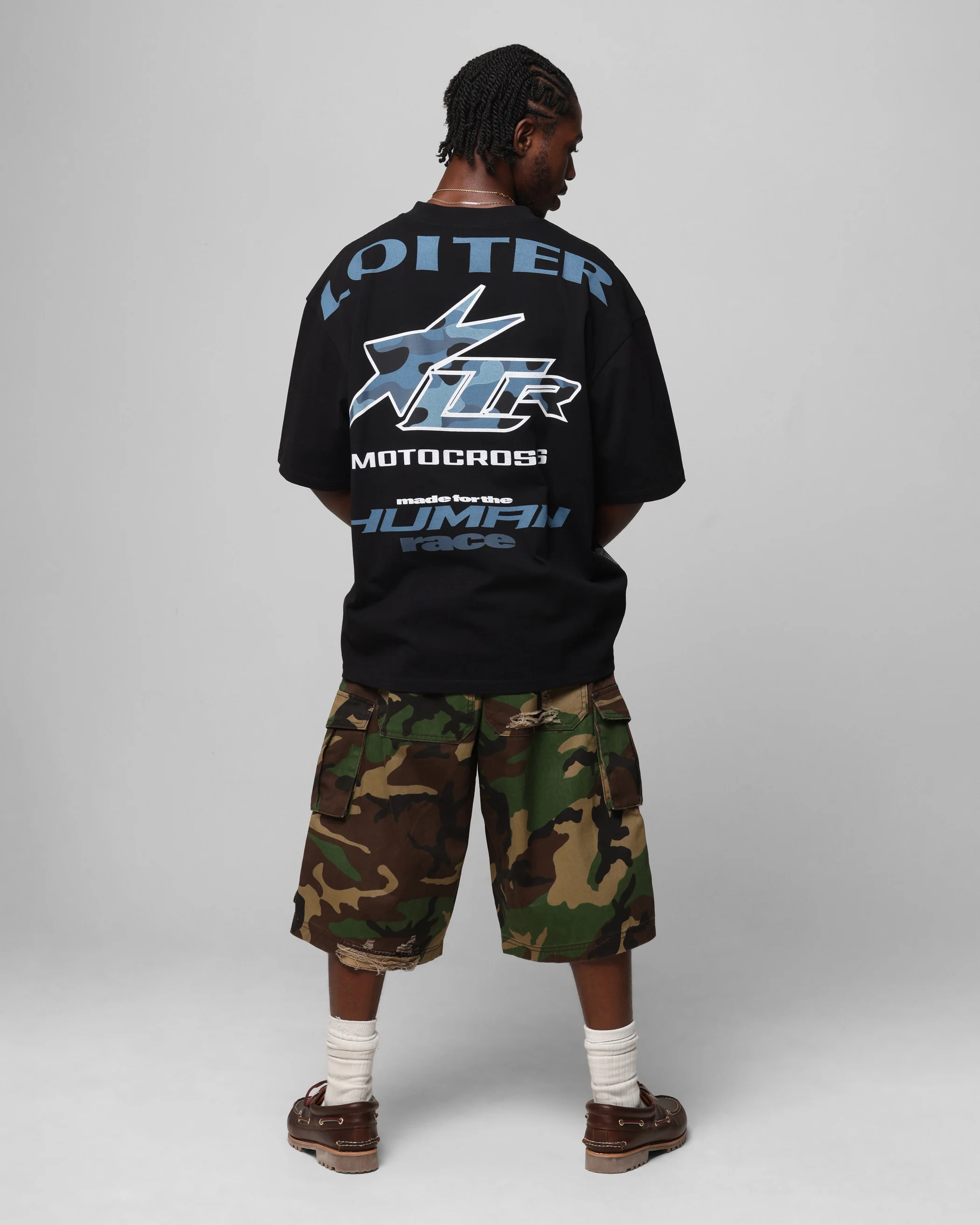 Loiter Motocross Vintage T-Shirt Black/Navy Blue - Image 4
