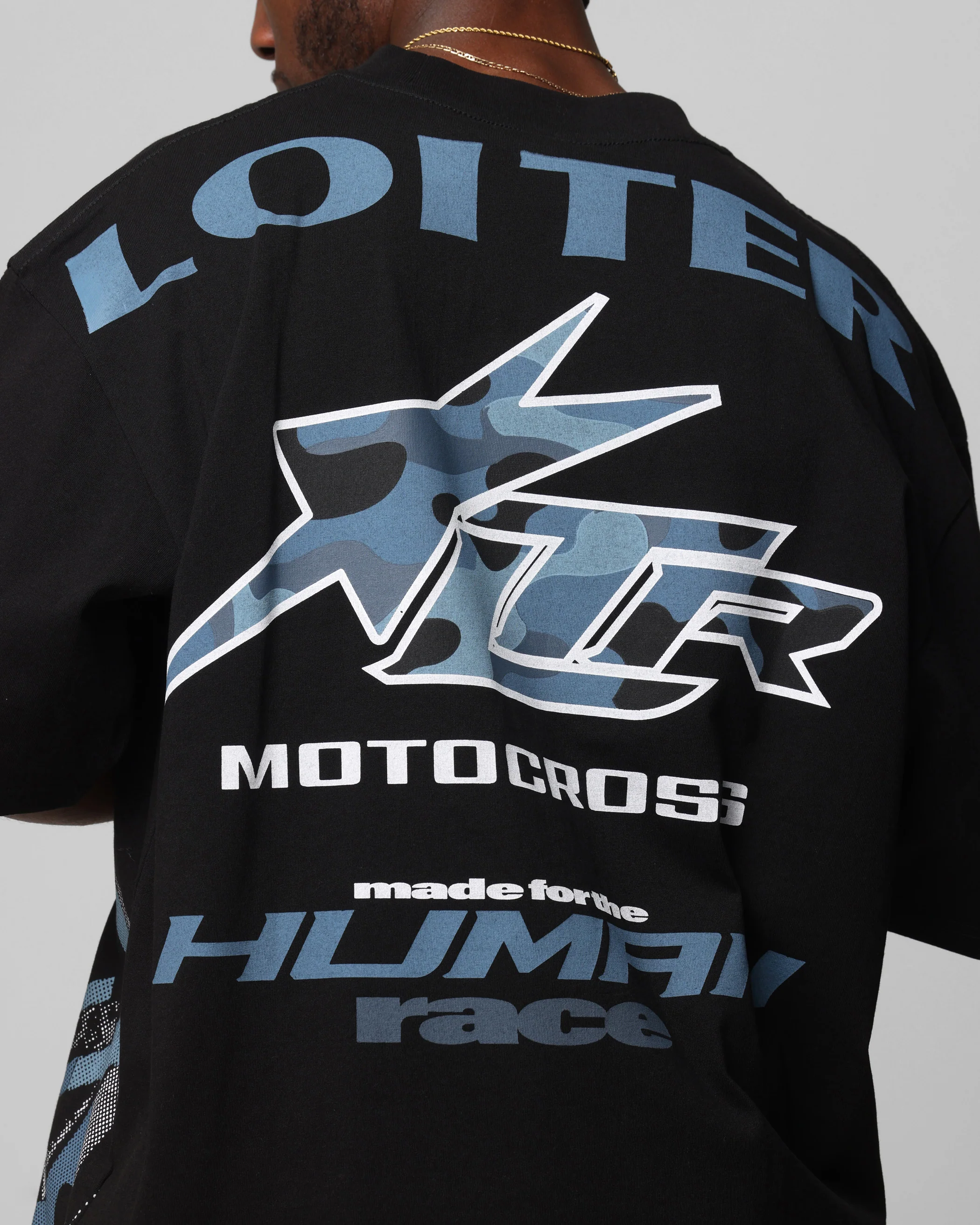 Loiter Motocross Vintage T-Shirt Black/Navy Blue - Image 8
