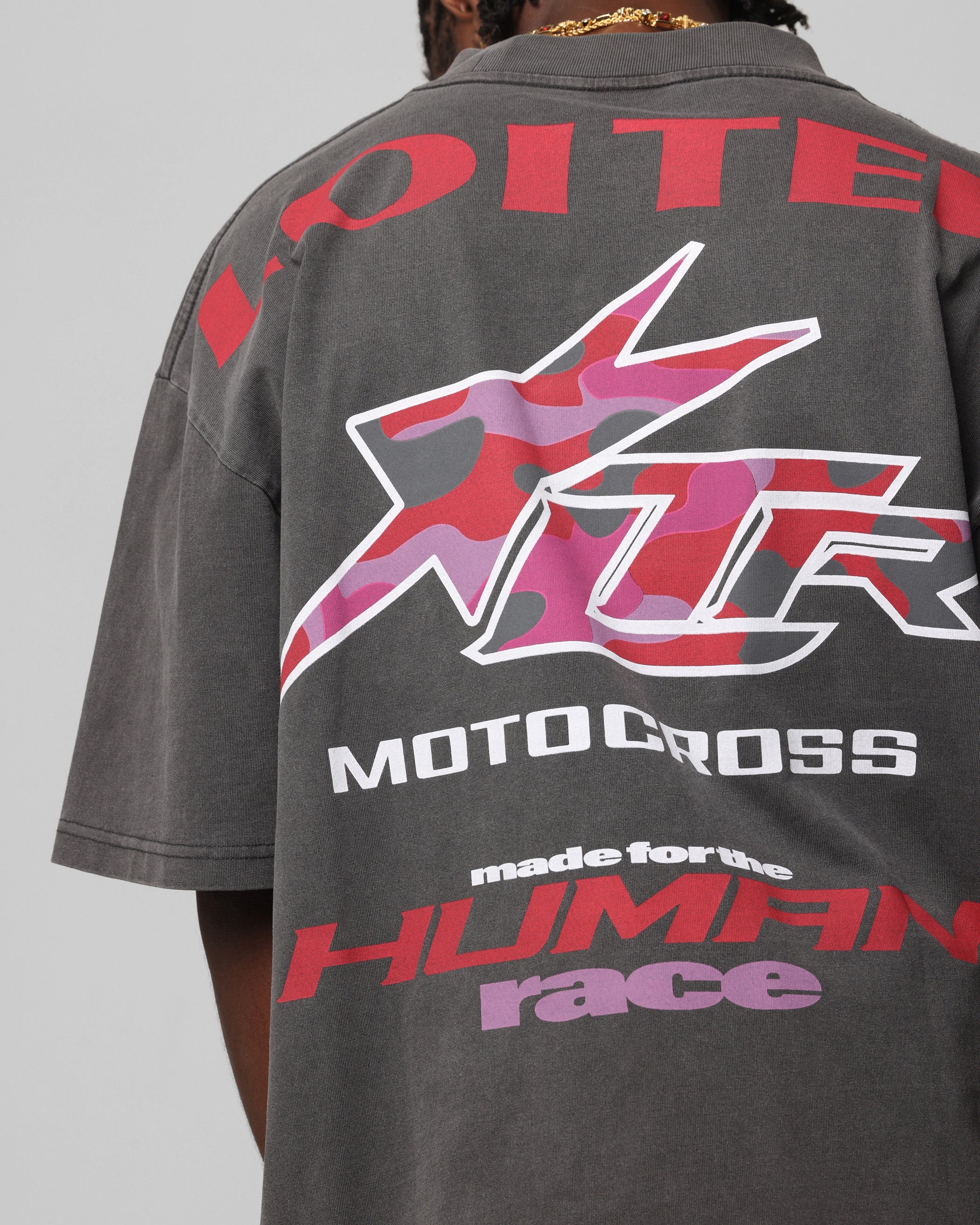 Loiter Motocross Vintage T-Shirt Charcoal/Red - Image 8
