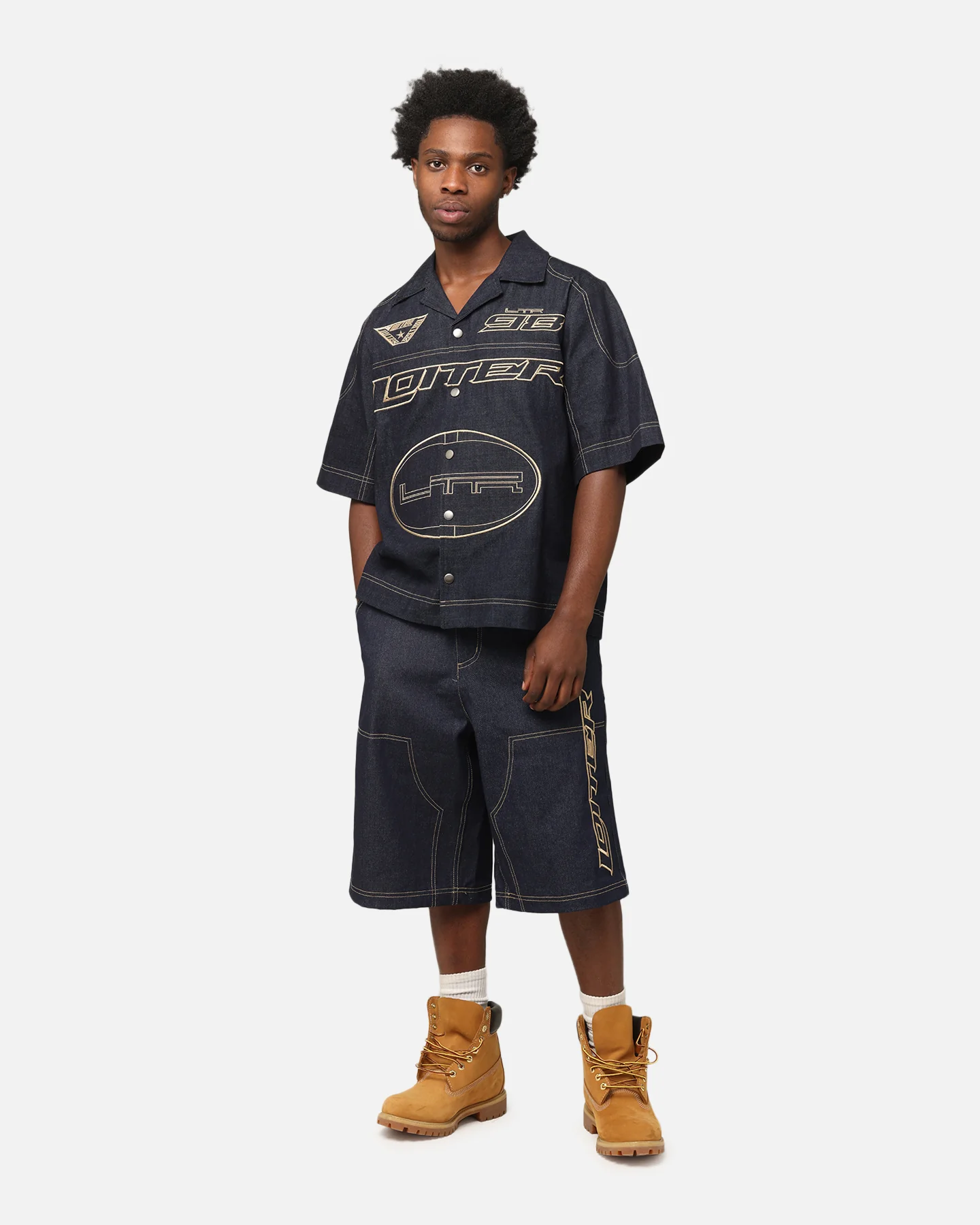 Loiter Motor Denim Button Up Shirt Indigo - Image 3