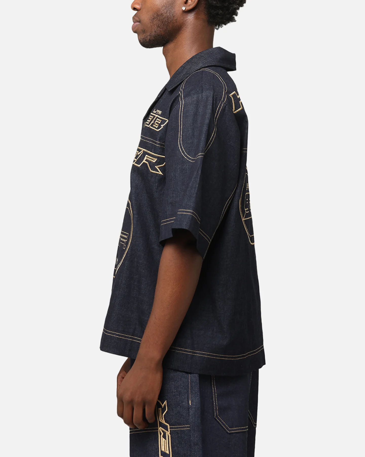 Loiter Motor Denim Button Up Shirt Indigo - Image 6