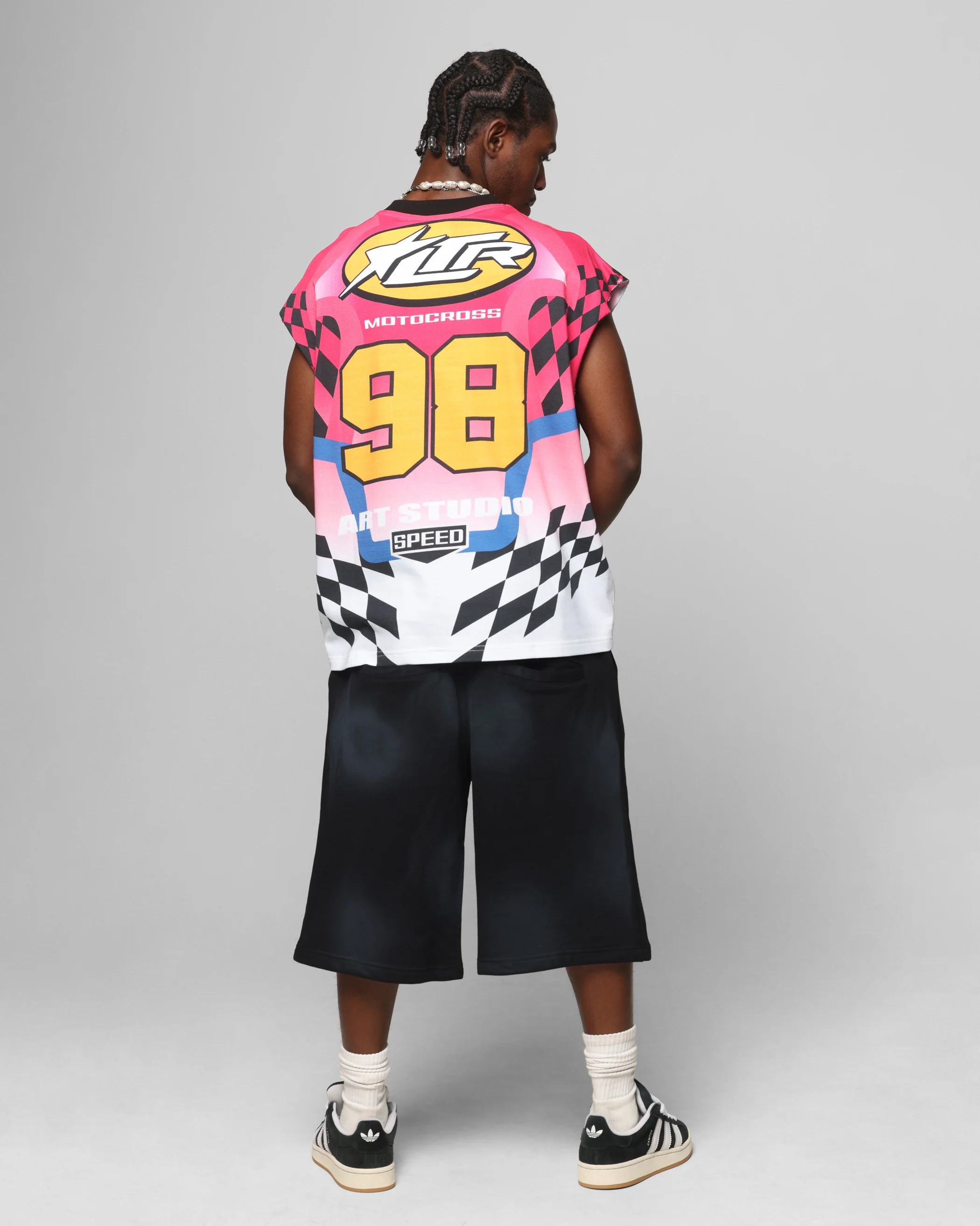 Loiter Motorsport Muscle T-Shirt Pink/Multi-Coloured - Image 4