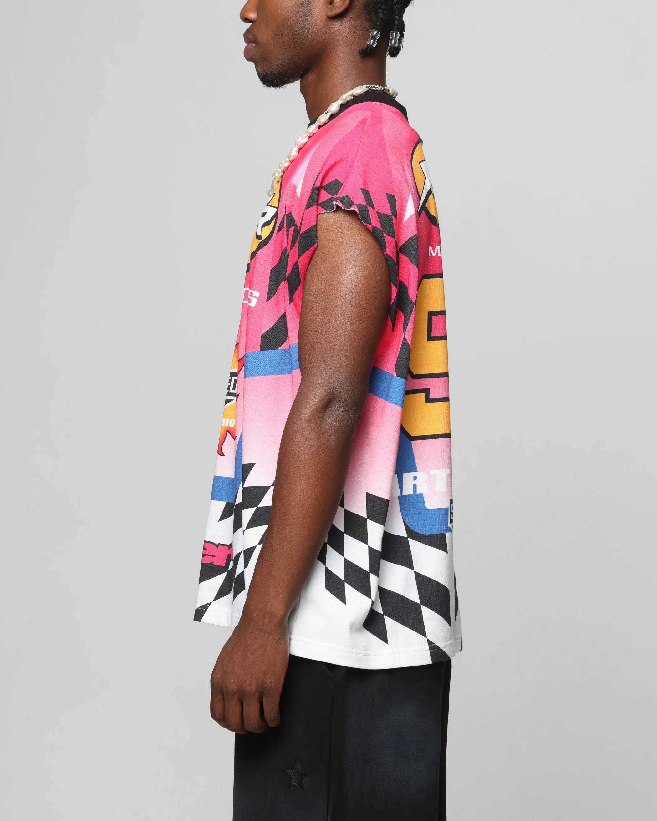 Loiter Motorsport Muscle T-Shirt Pink/Multi-Coloured - Image 6