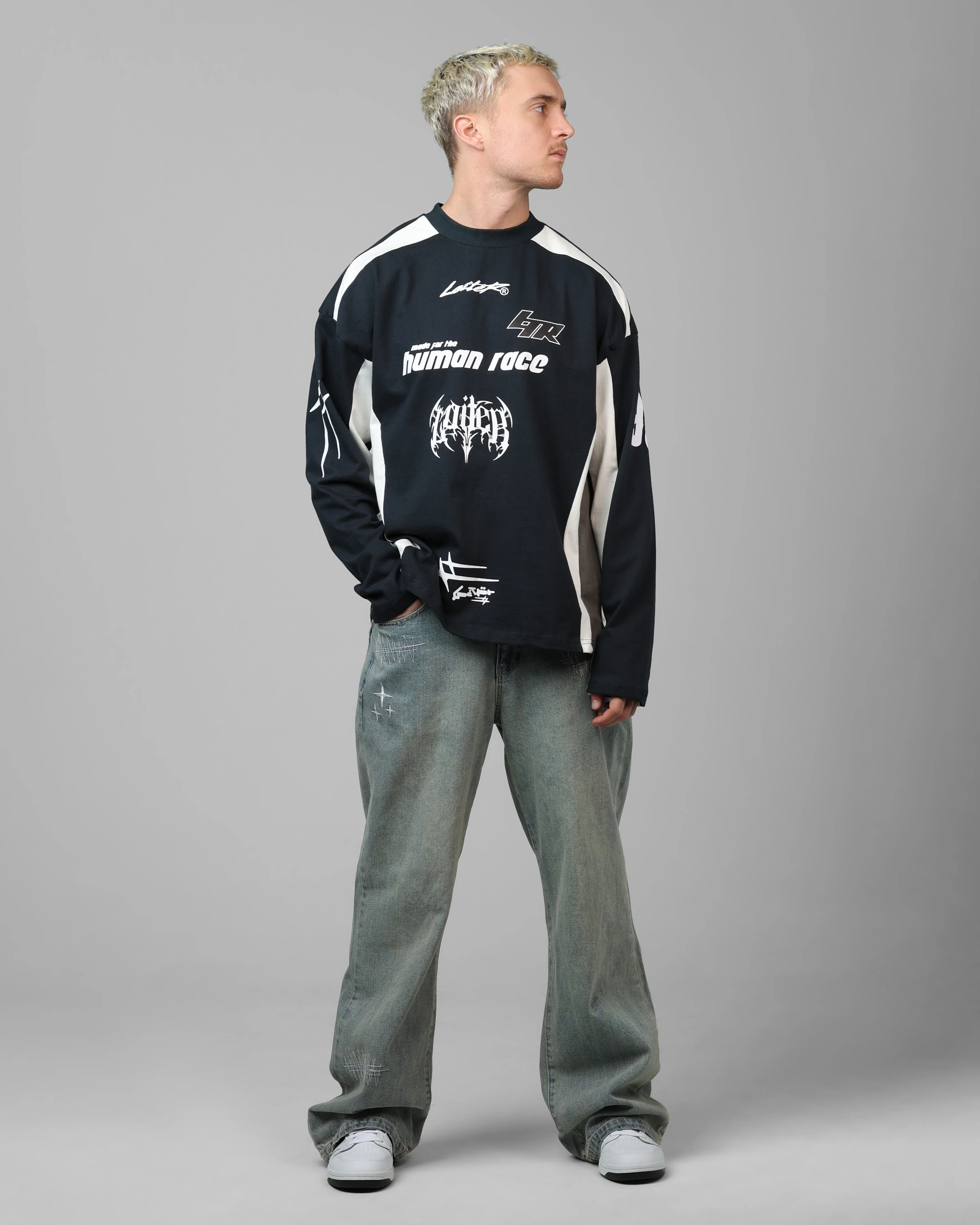 Night Crawler Long Sleeve T-Shirt Black/White - Image 2