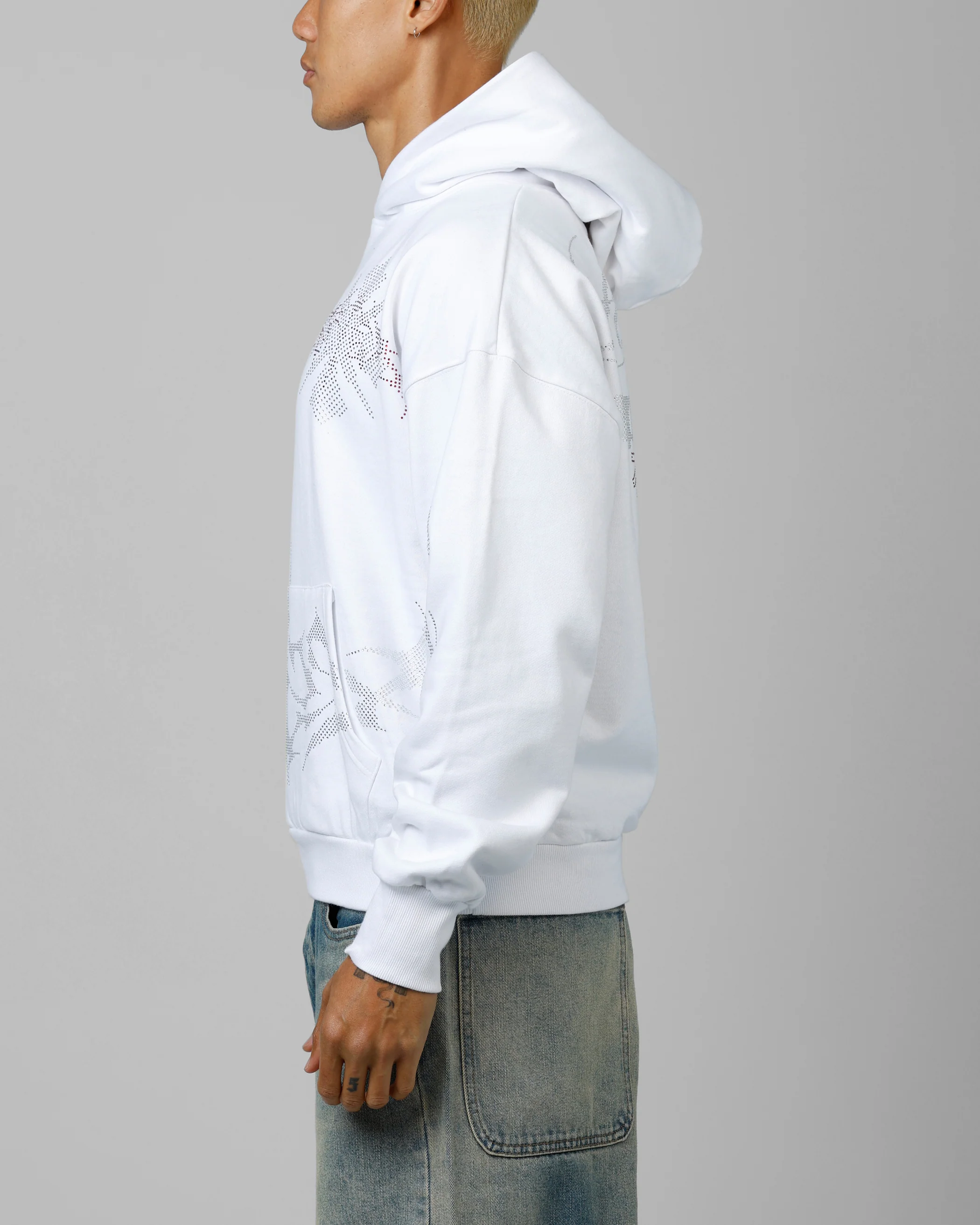 Opaque Rhinestone Premium Hoodie Off White - Image 5