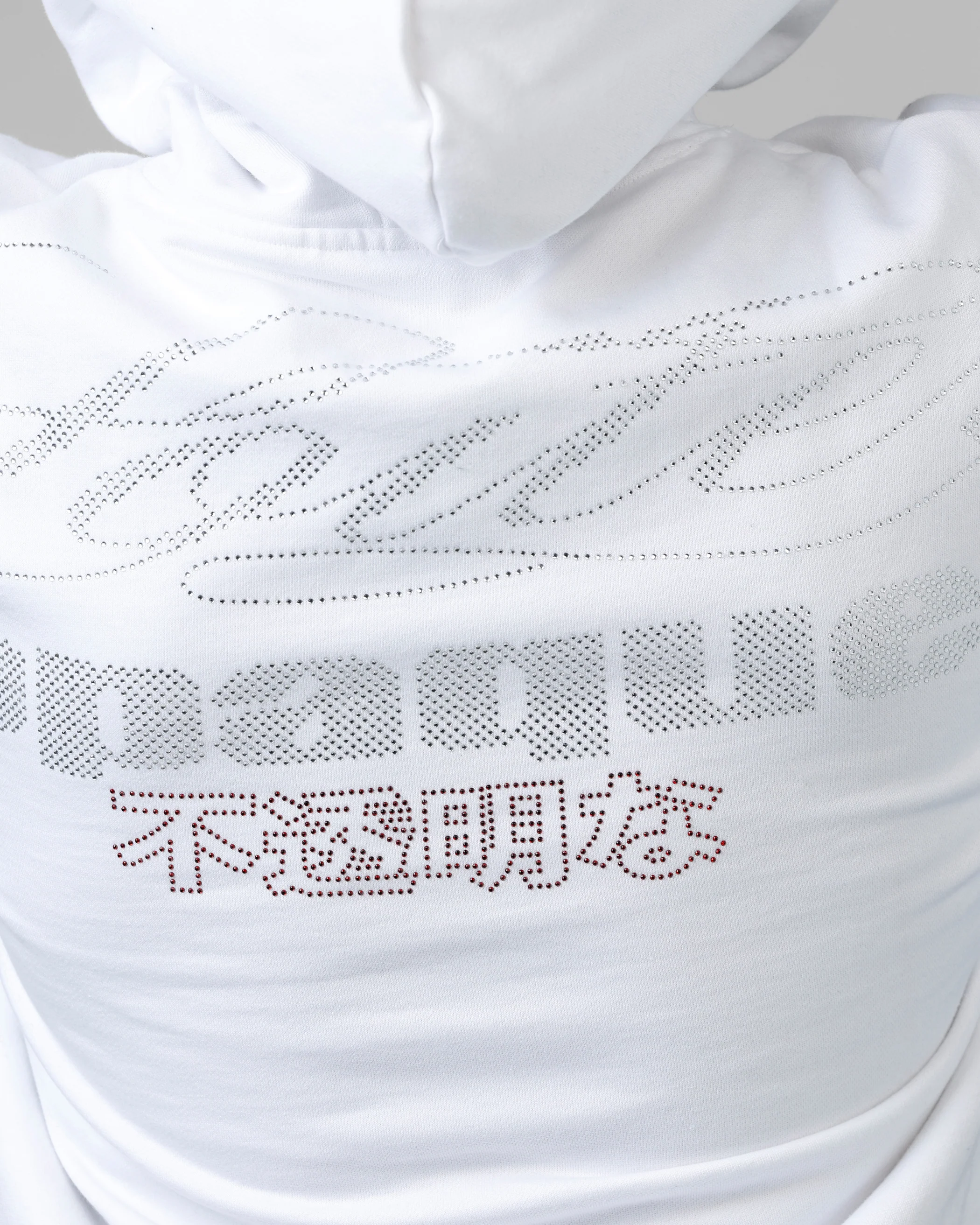 Opaque Rhinestone Premium Hoodie Off White - Image 8