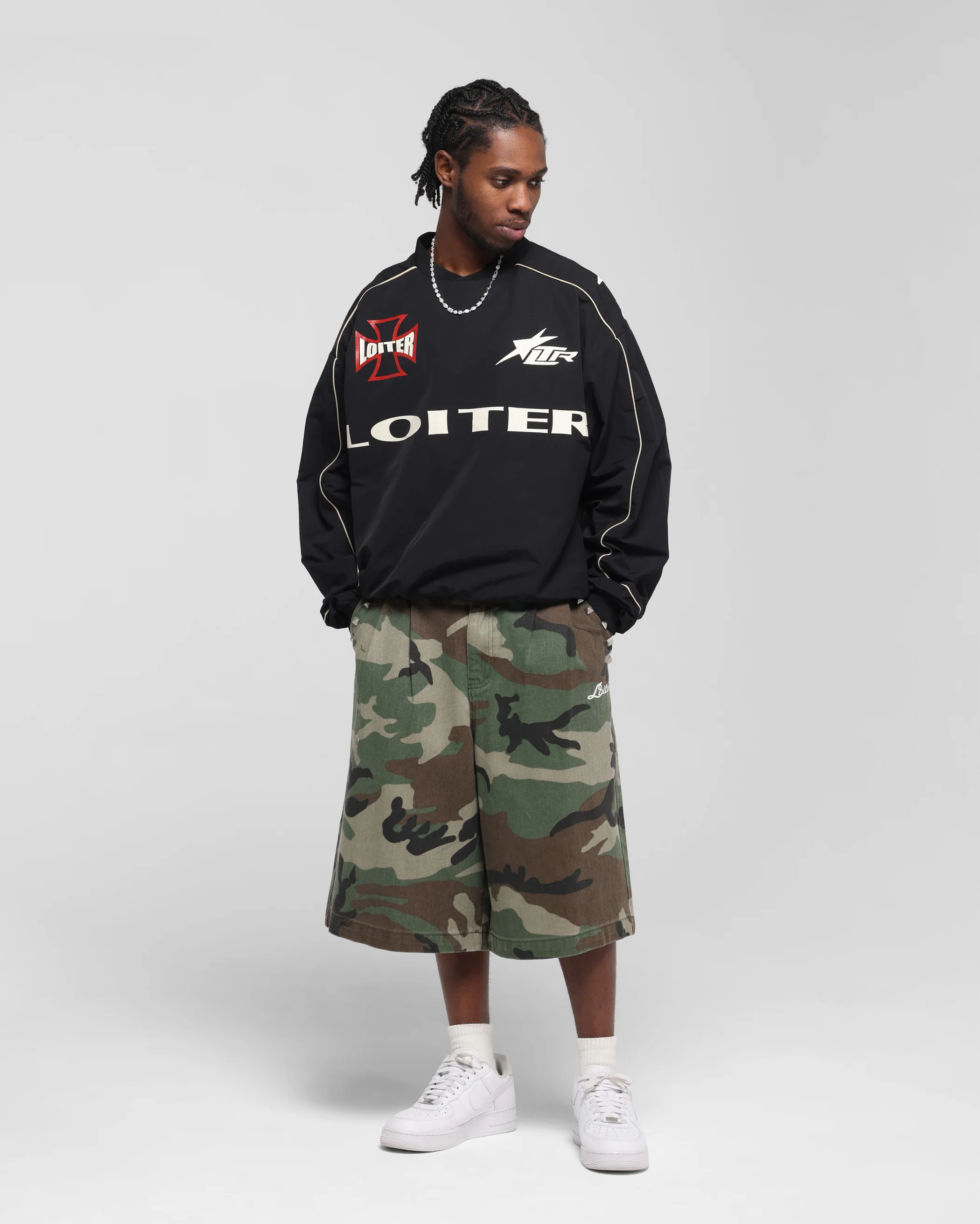 Loiter Racer Nylon Jersey Crewneck Black - Image 3