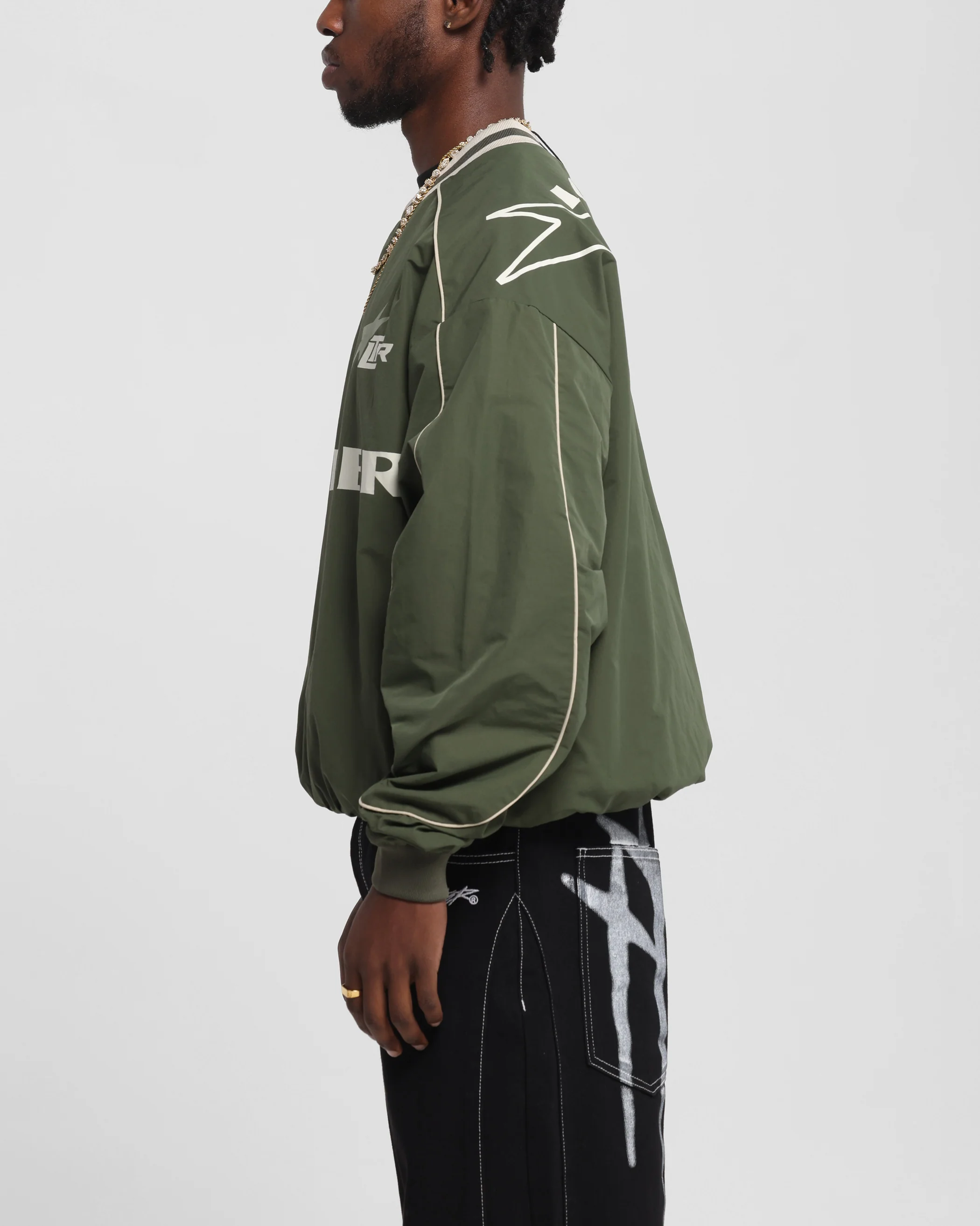 Loiter Racer Nylon Jersey Crewneck Dark Green - Image 6