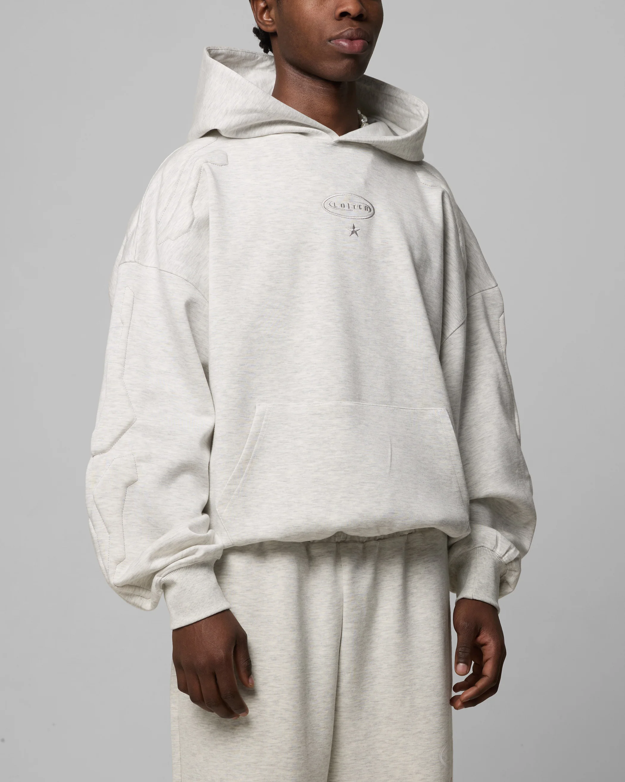 Sandevistan Hoodie Grey Marle - Image 2