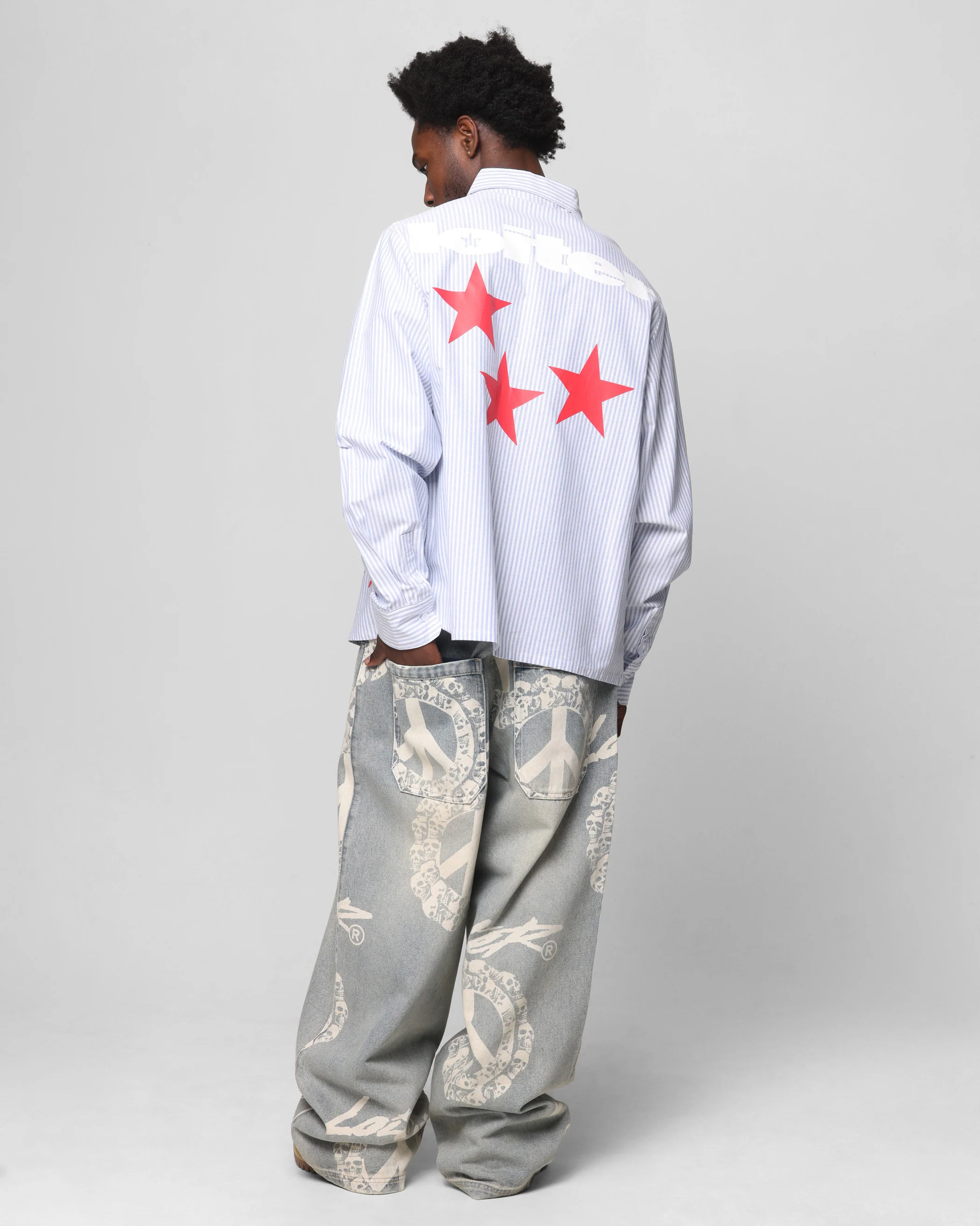 Loiter Solar Button Up Shirt Blue Pin Stripe - Image 4
