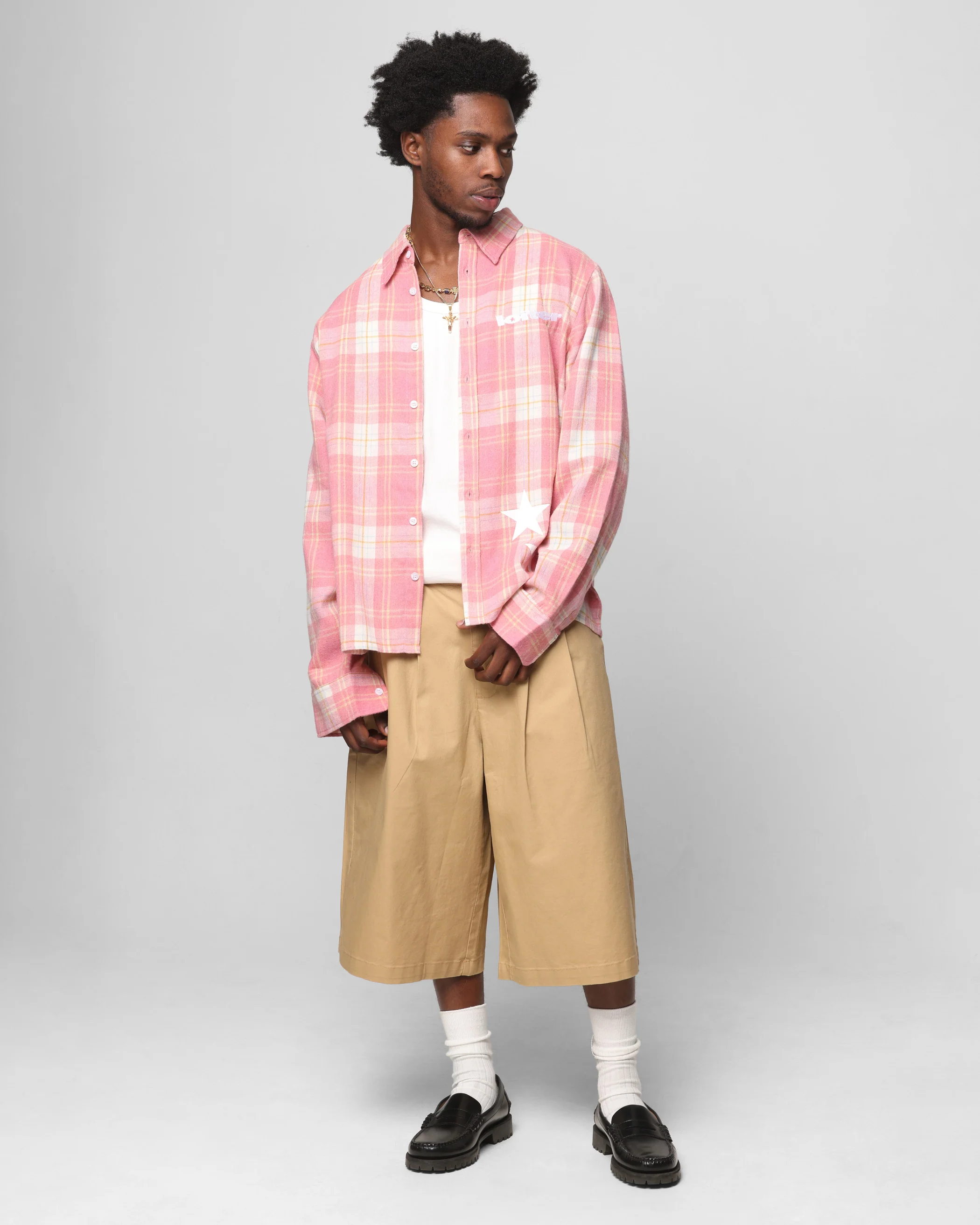 Loiter Solar Button Up Shirt Red Check - Image 4
