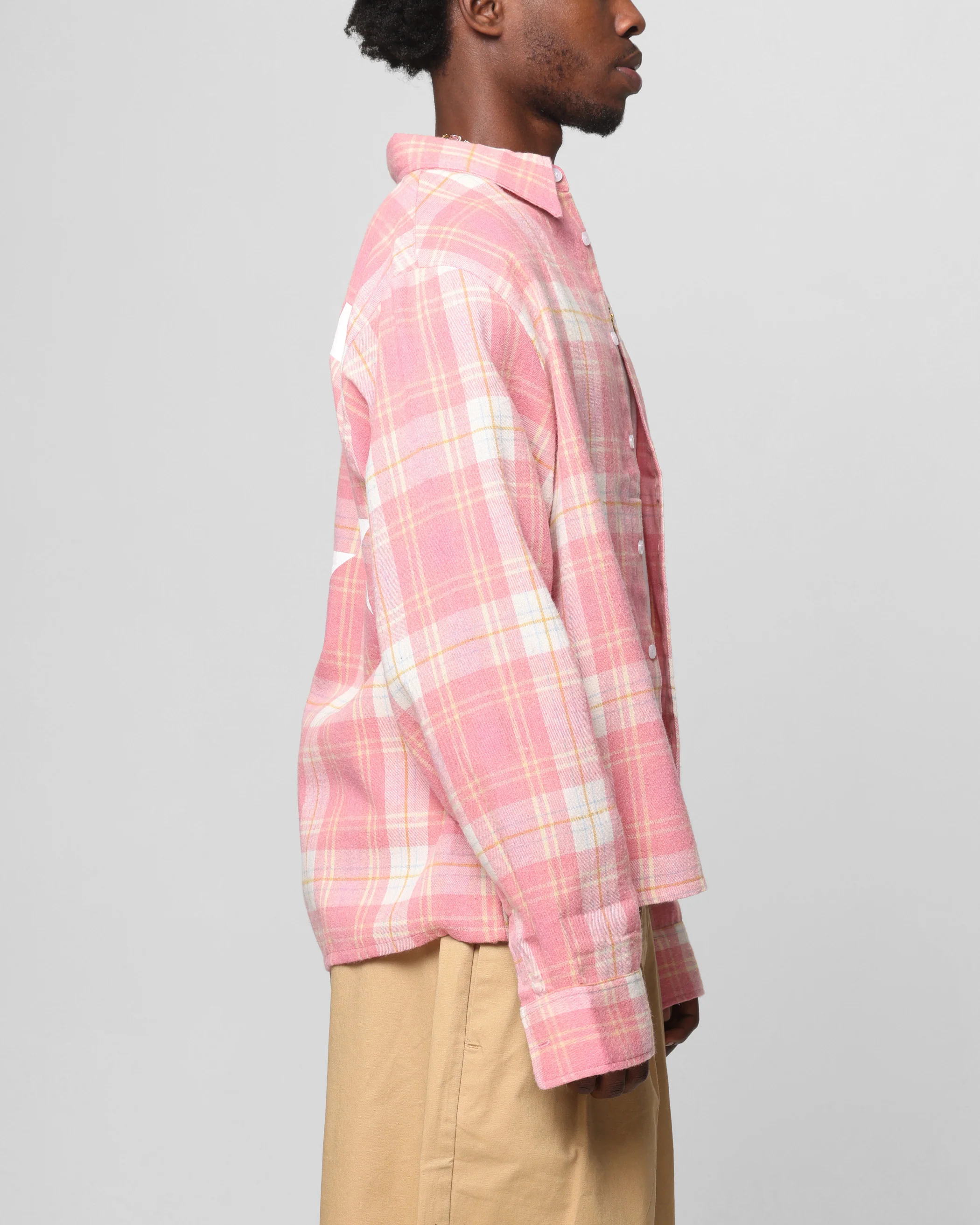 Loiter Solar Button Up Shirt Red Check - Image 5