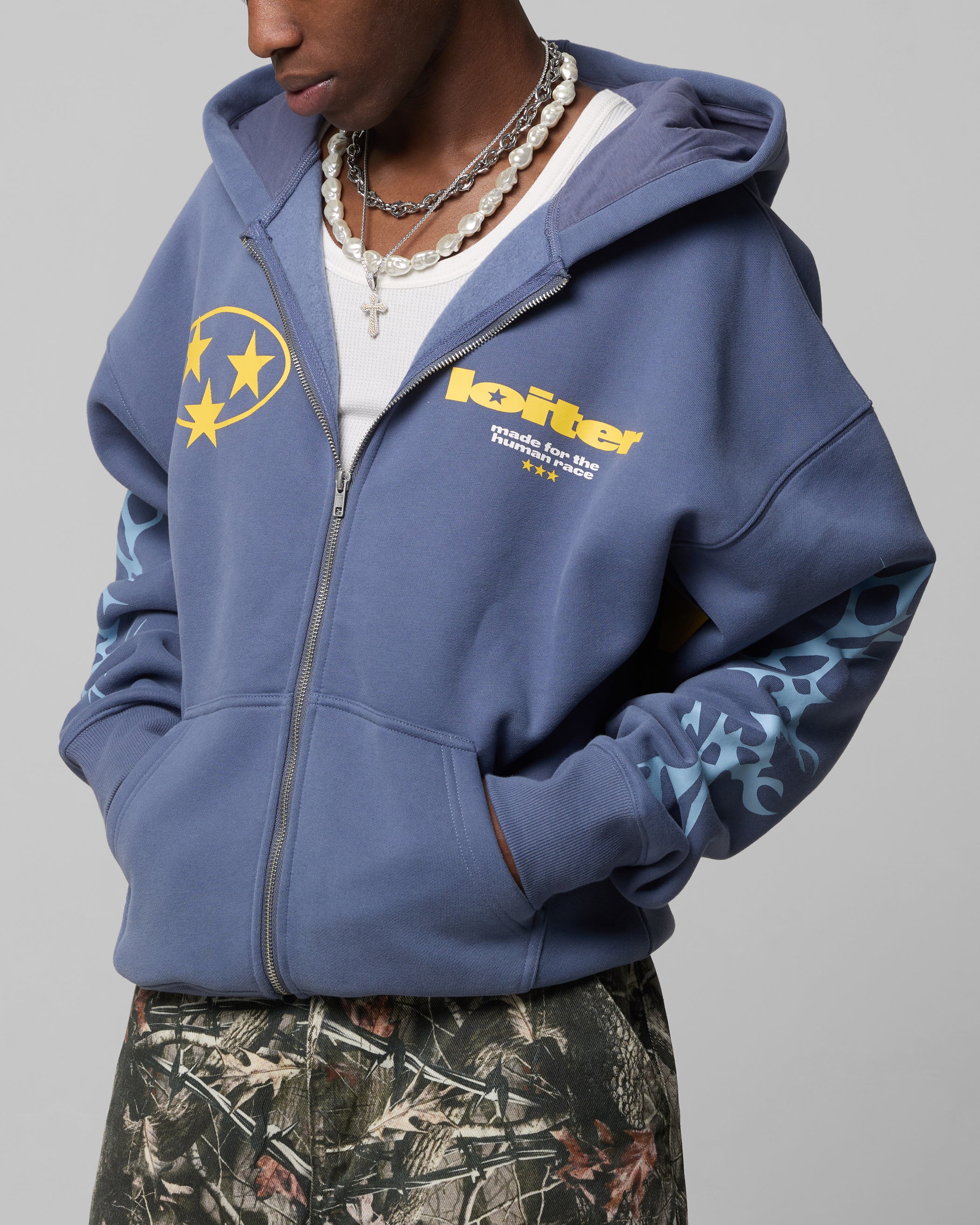 Loiter Solar Zip Hoodie Blue - Image 7