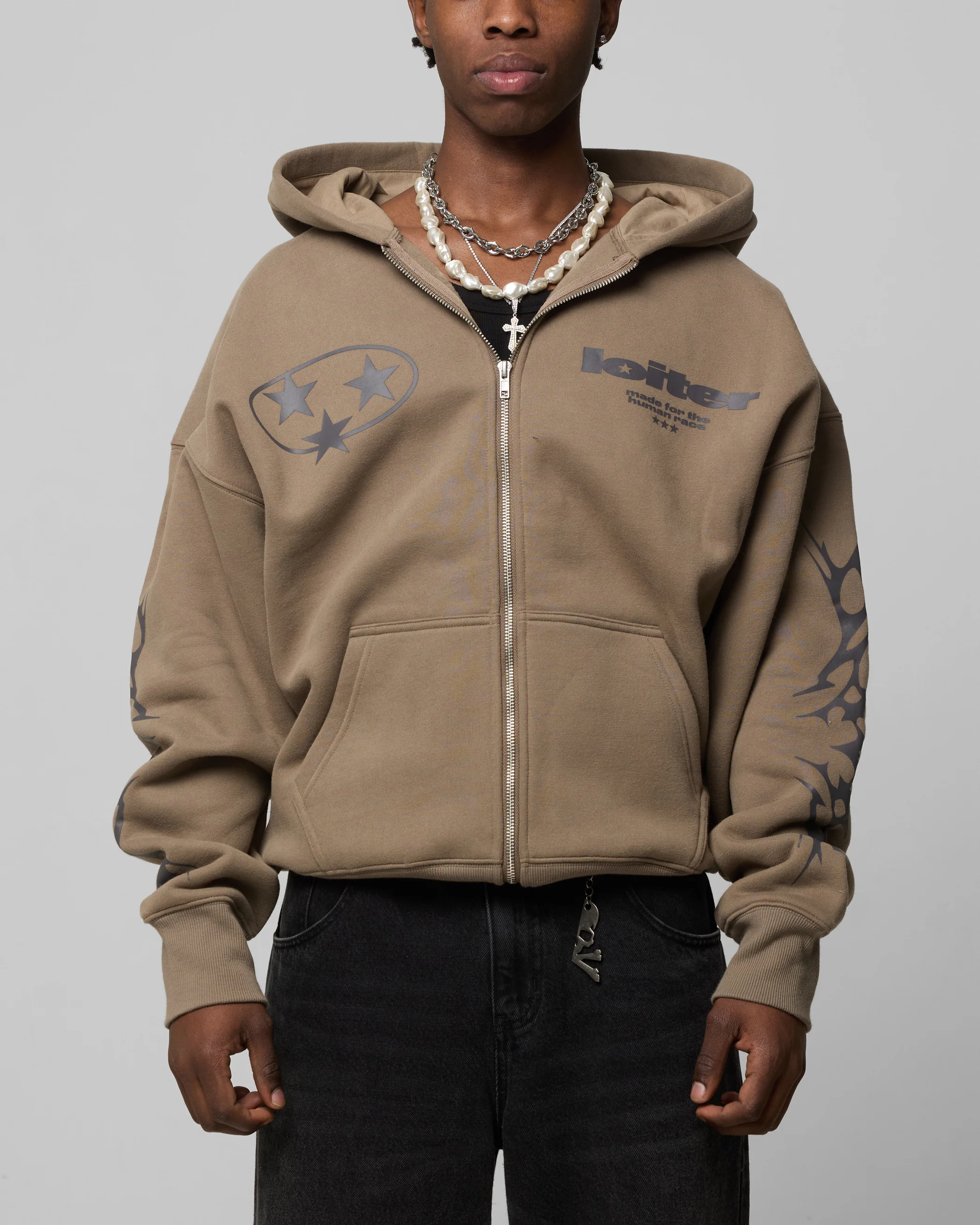Loiter Solar Zip Hoodie Brown - Image 2
