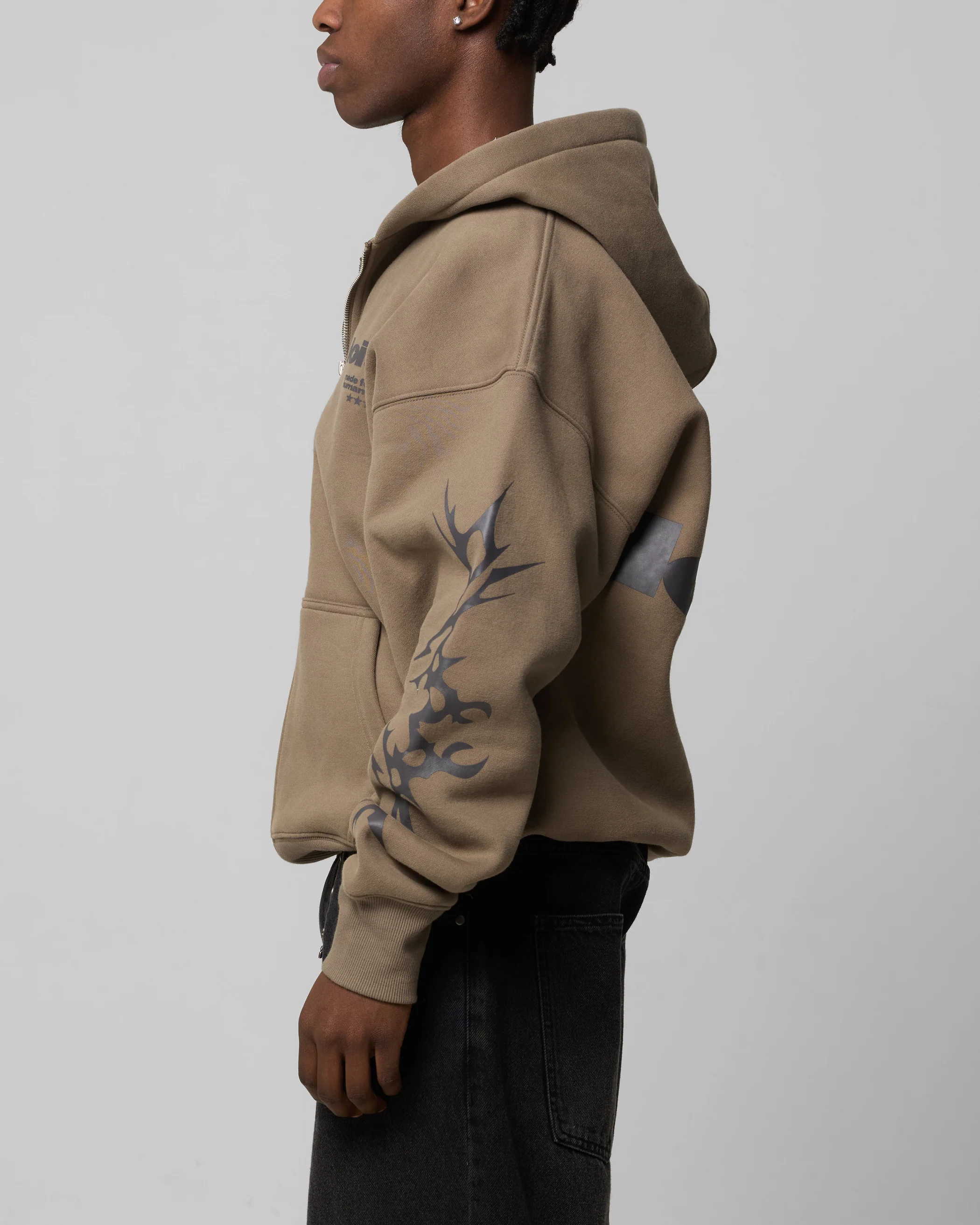 Loiter Solar Zip Hoodie Brown - Image 6