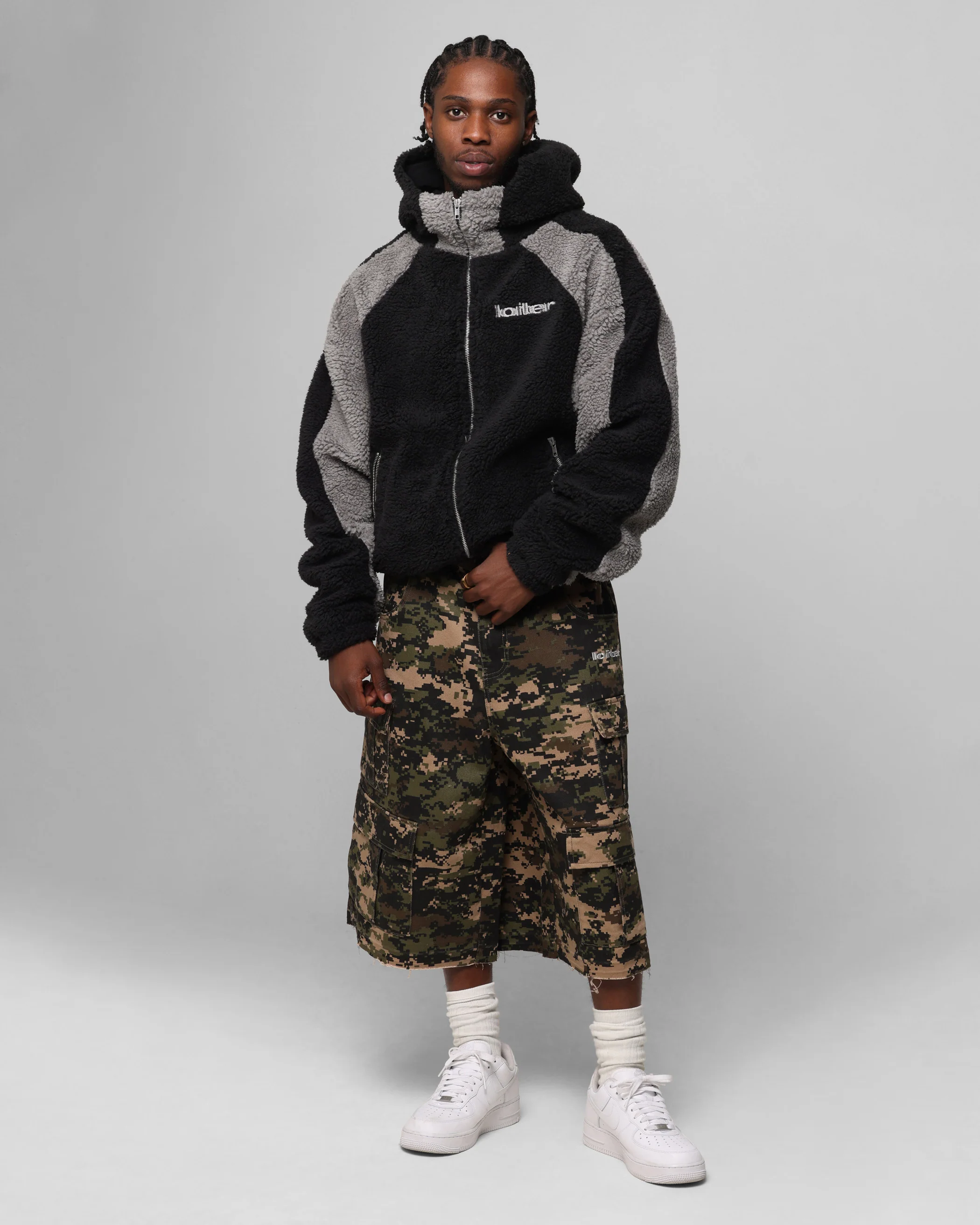 Loiter Speedway Fleece Jacket Black/Grey - Image 4