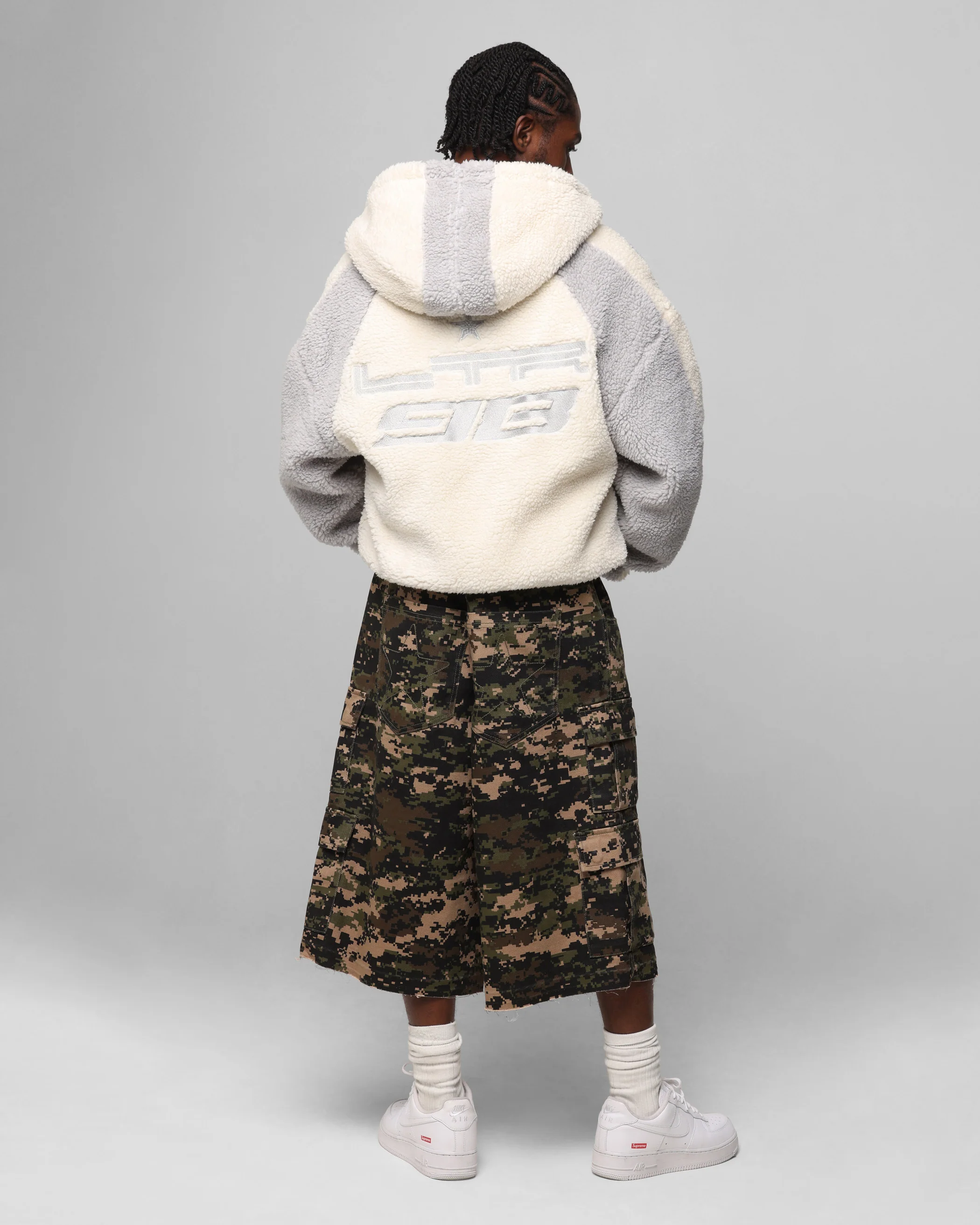 Loiter Speedway Fleece Jacket Stone - Image 3