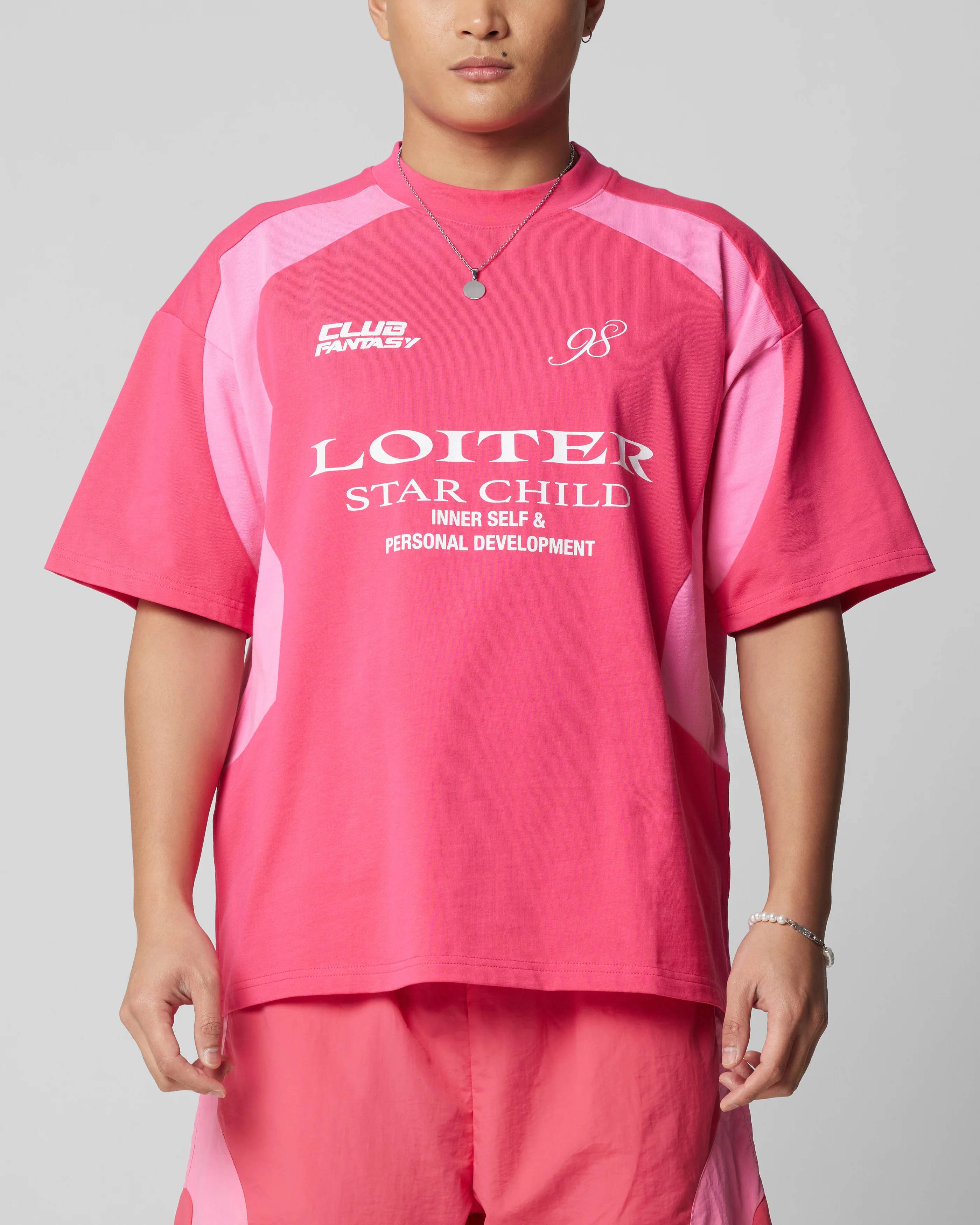 Loiter Subcultural Panel T-Shirt Pink