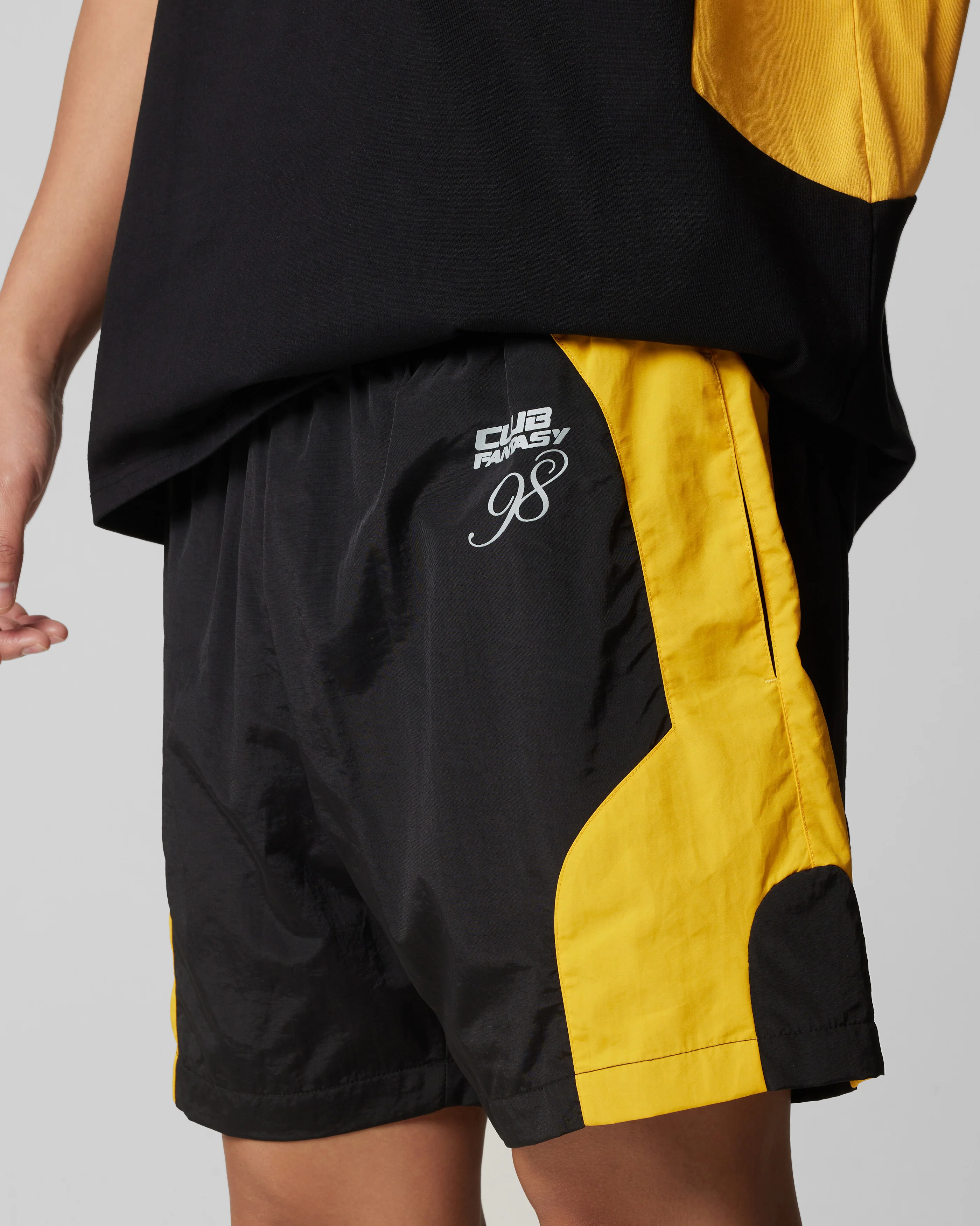 Subculture Panel Shorts Black/Yellow - Image 4