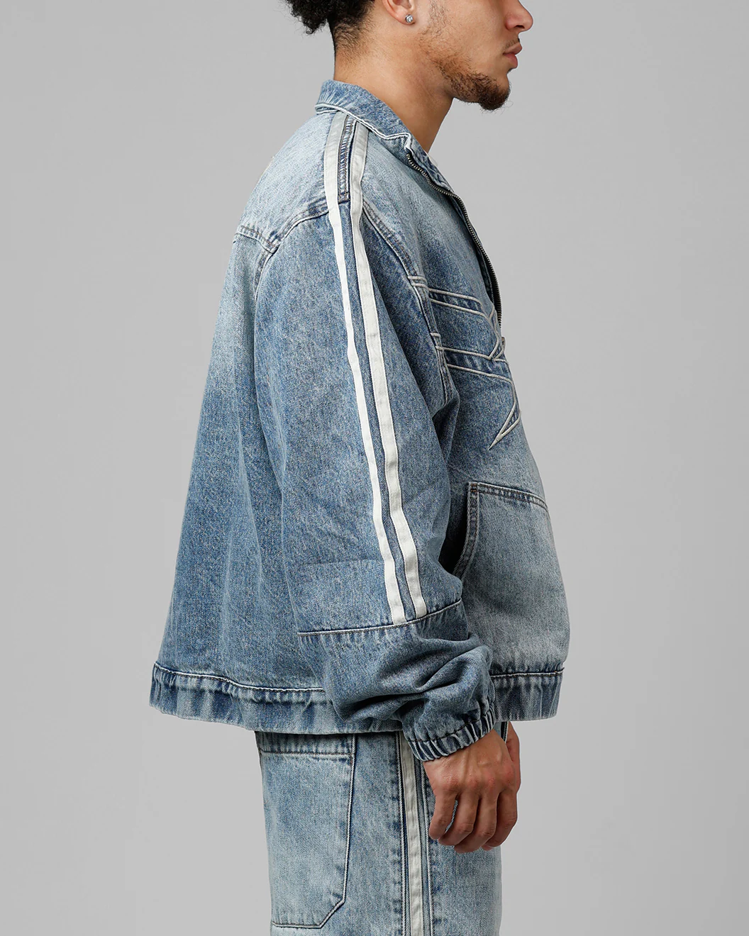 Track Star Denim Jacket Blue Wash - Image 4