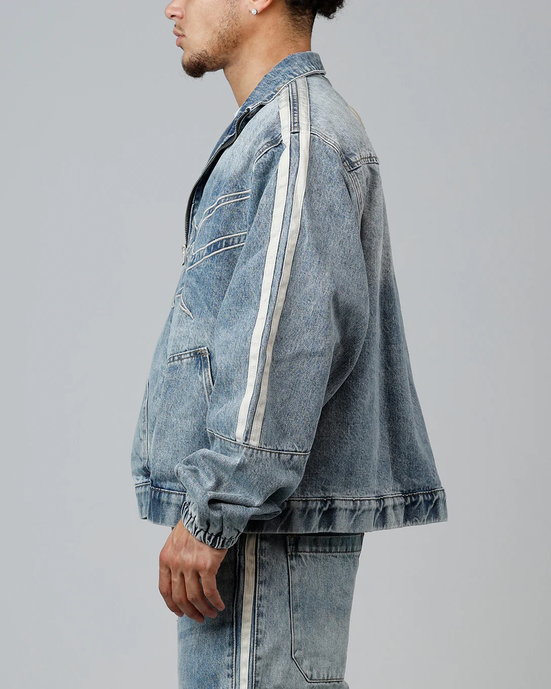 Track Star Denim Jacket Blue Wash - Image 5