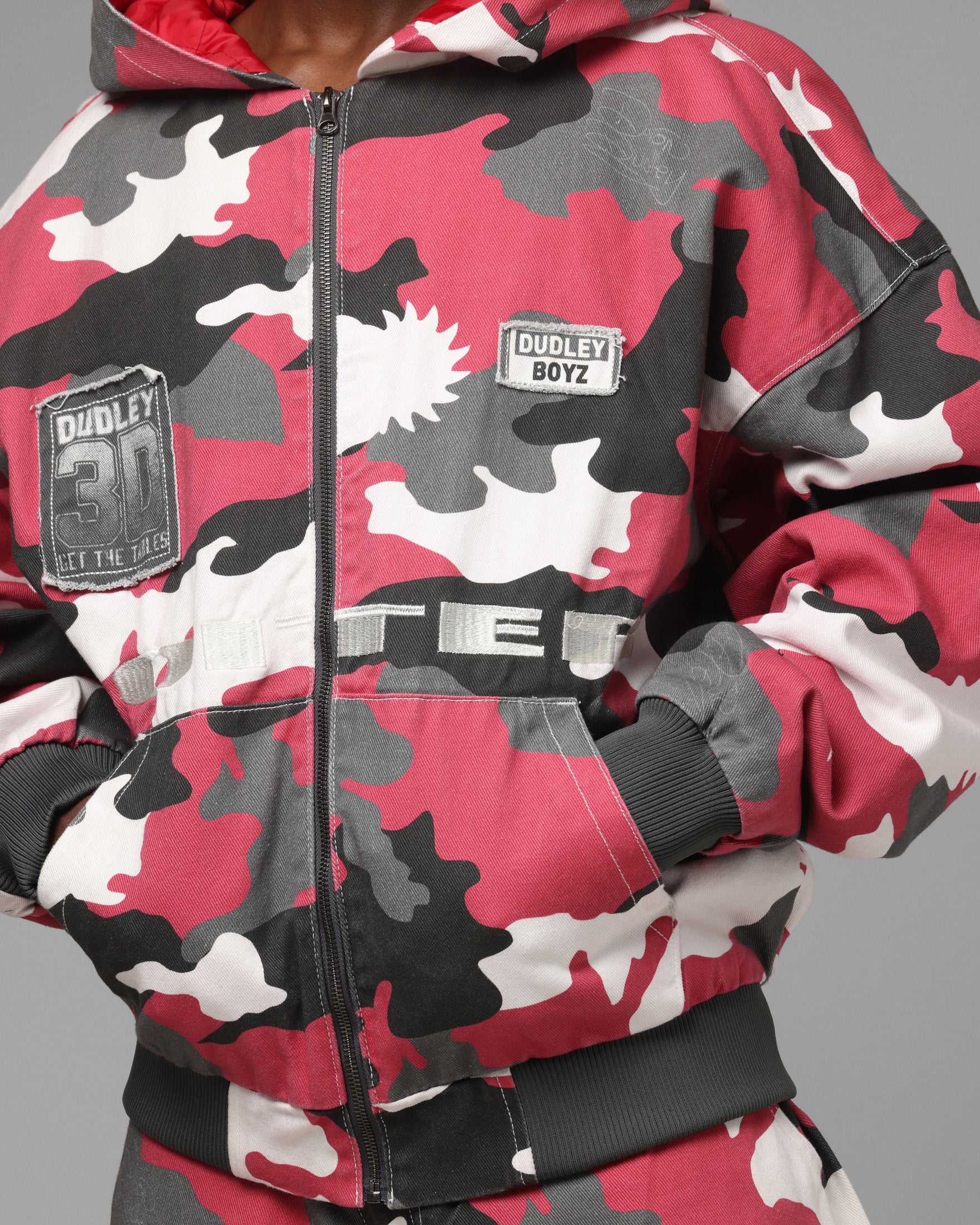 Loiter X WWE Dudley Boyz Camo Zip Jacket Red Camo - Image 7