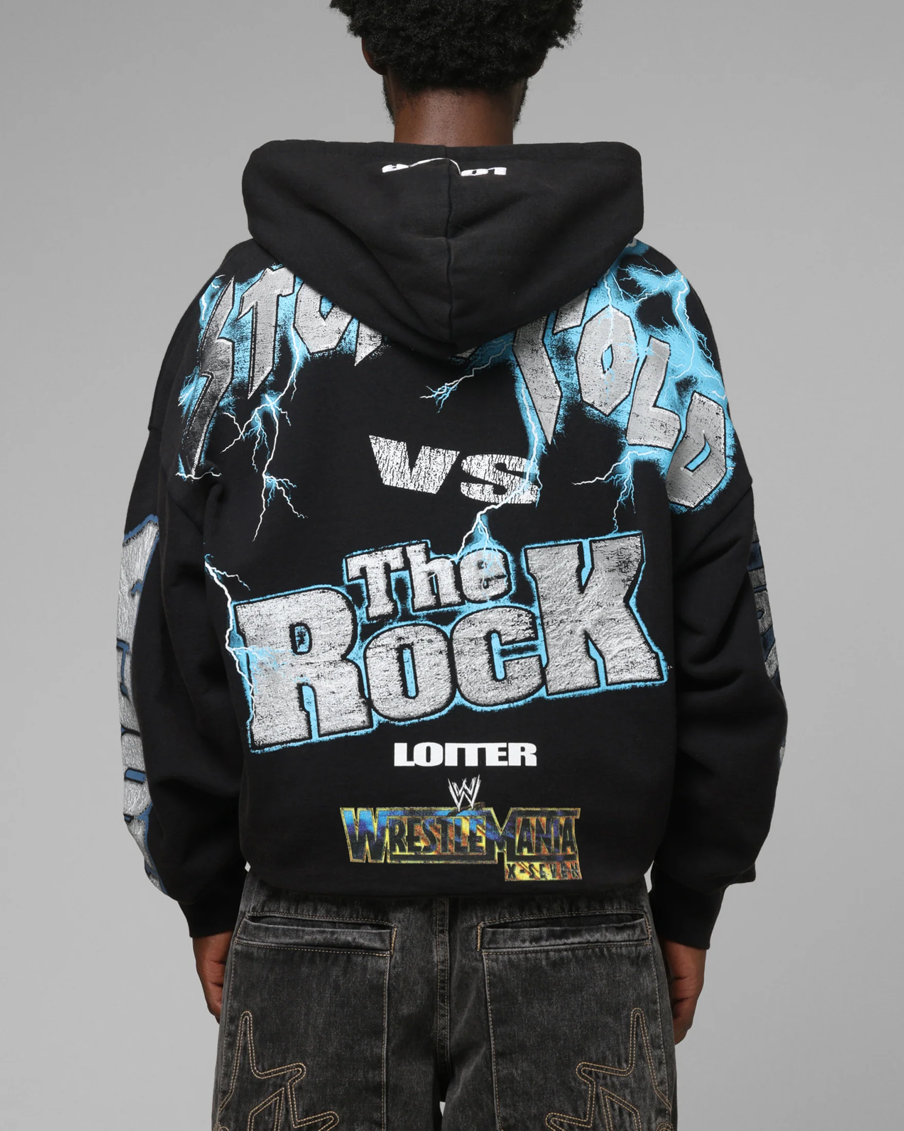Loiter X WWE Stone Cold Beef Vintage Zip Hoodie Black - Image 2