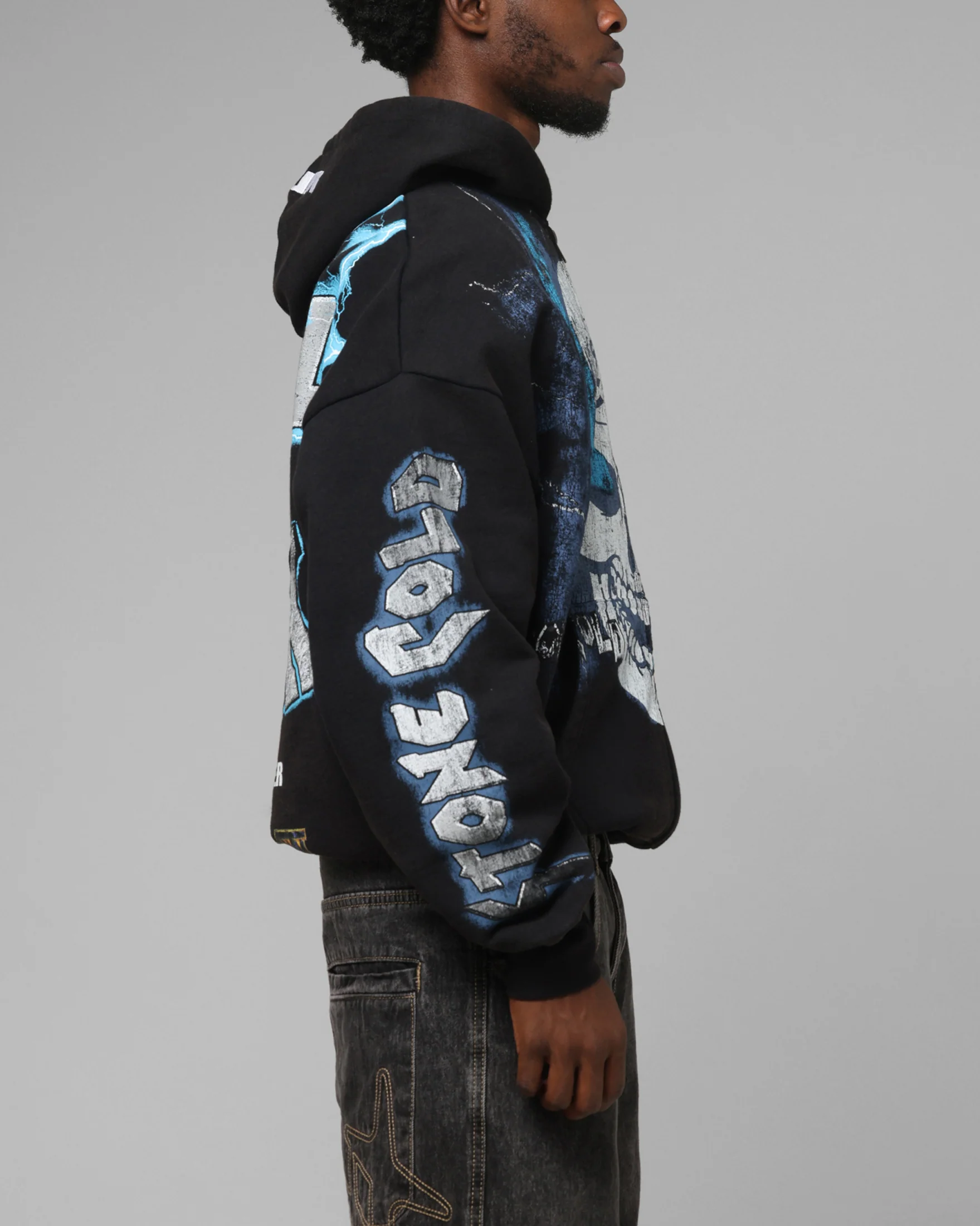 Loiter X WWE Stone Cold Beef Vintage Zip Hoodie Black - Image 5