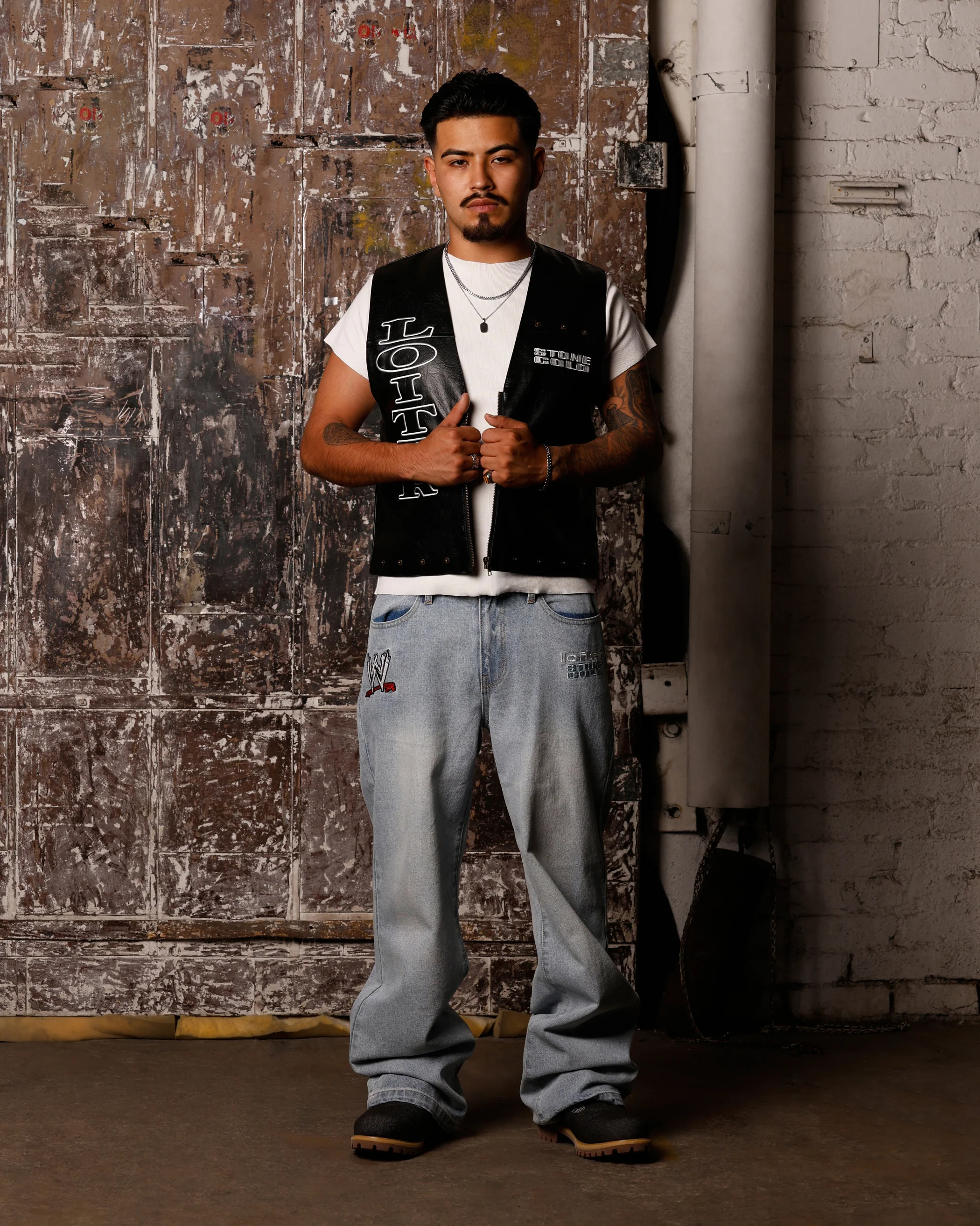 Loiter X WWE Stone Cold Leather Vest Black - Image 3