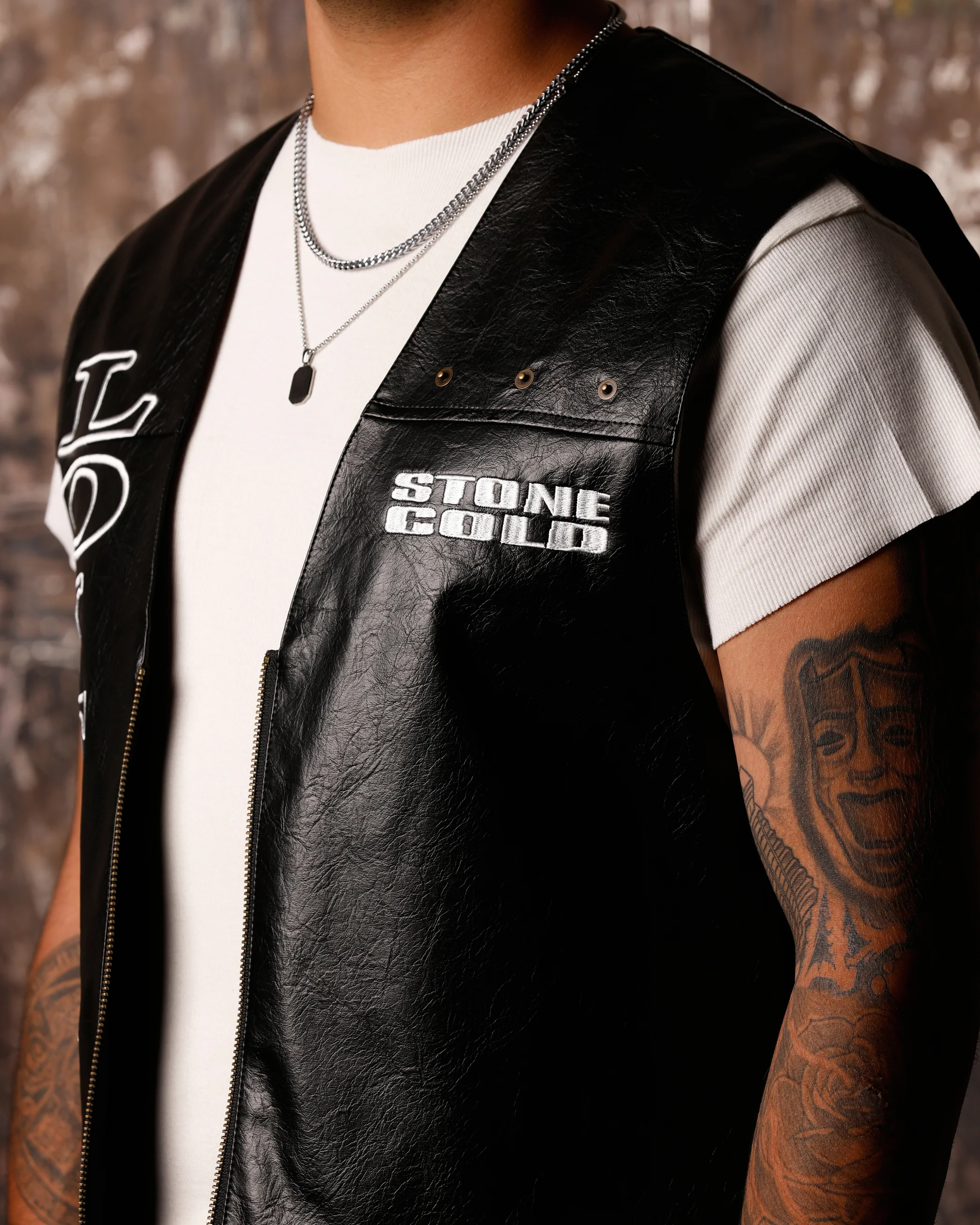 Loiter X WWE Stone Cold Leather Vest Black - Image 7