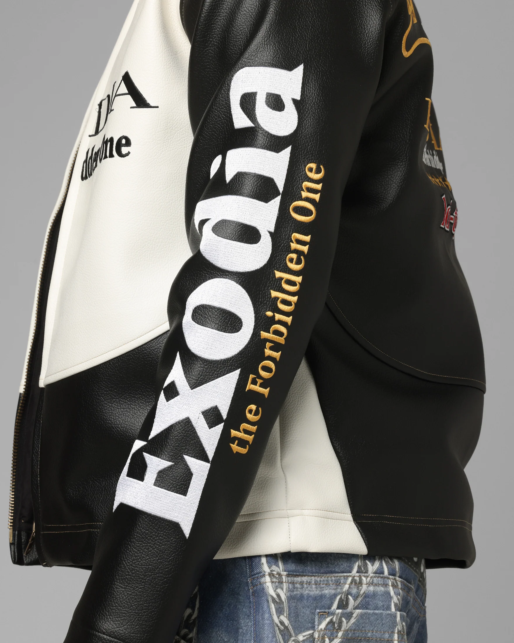 Loiter X Yu-Gi-Oh! Exodia Biker Jacket Black/Off White - Image 10
