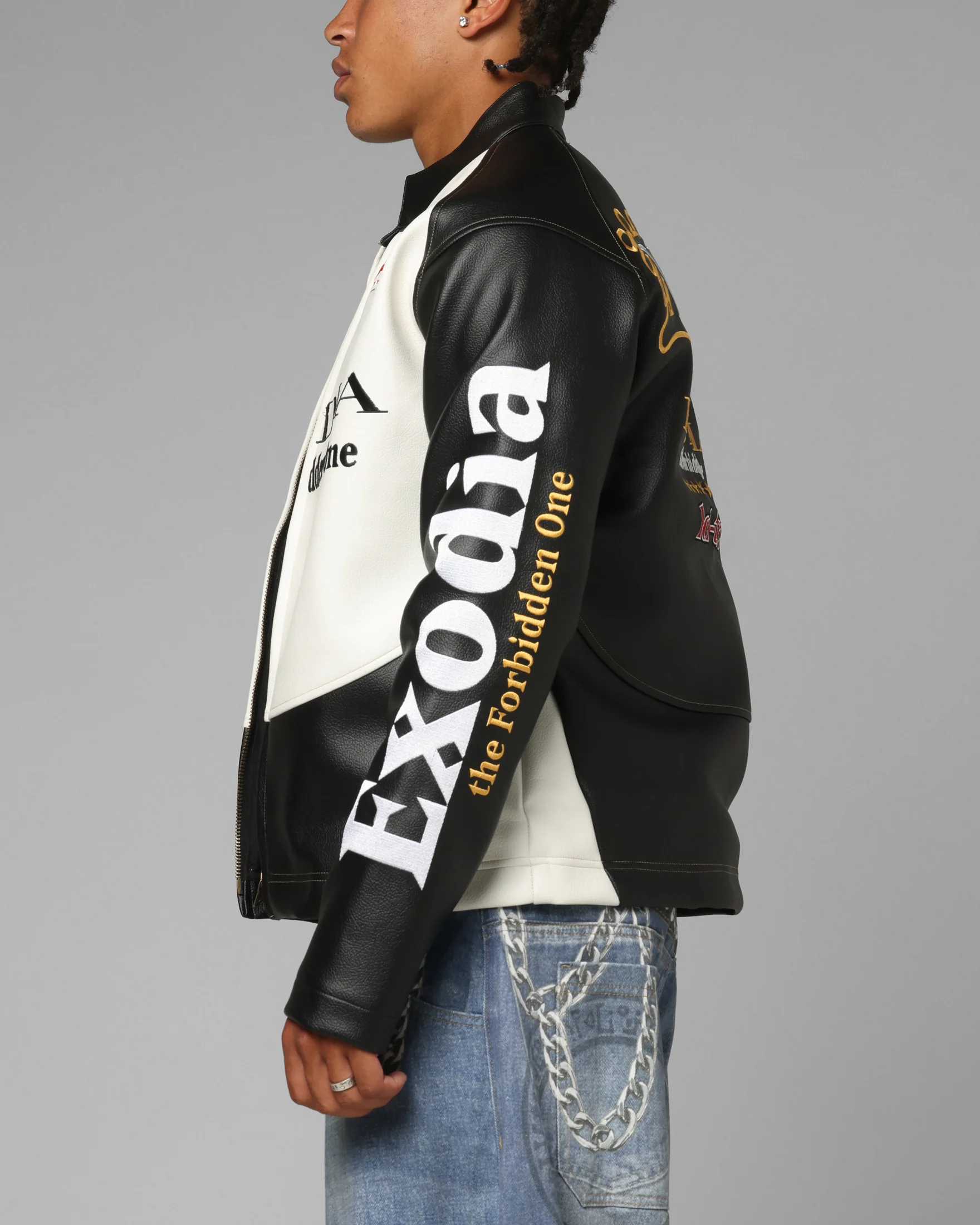 Loiter X Yu-Gi-Oh! Exodia Biker Jacket Black/Off White - Image 6