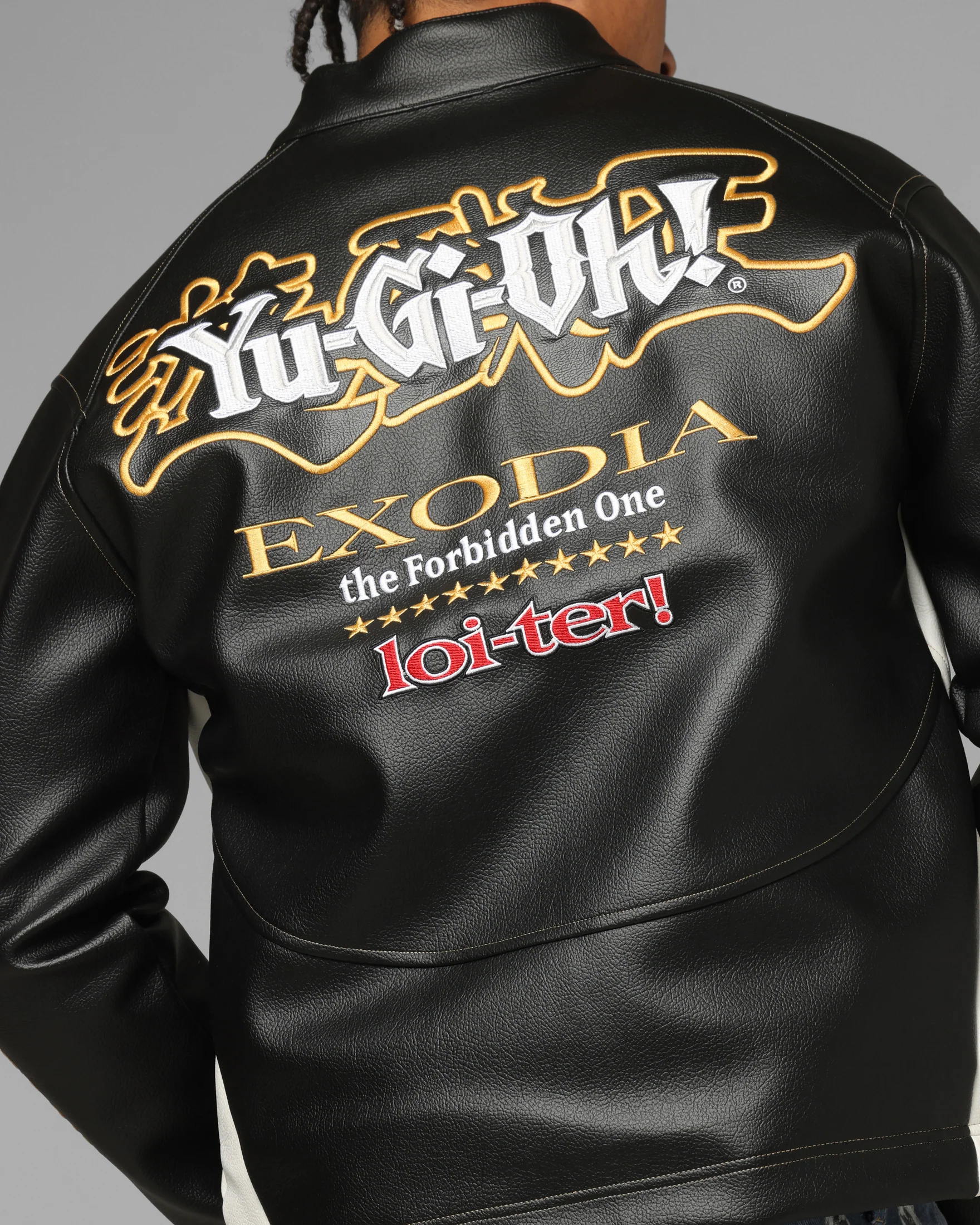 Loiter X Yu-Gi-Oh! Exodia Biker Jacket Black/Off White - Image 8