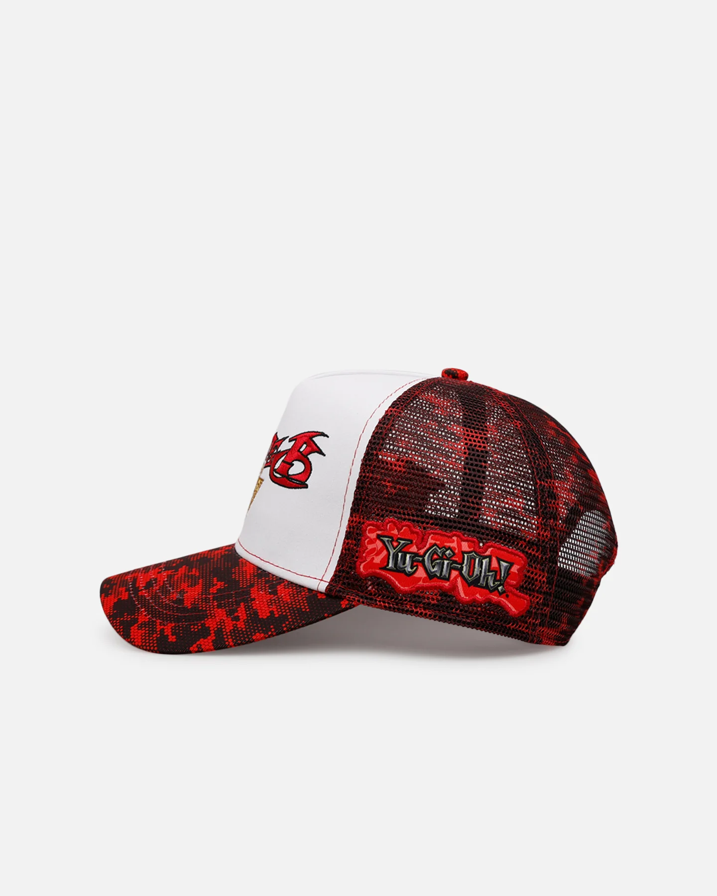 Loiter X Yu-Gi-Oh! Slifer The Sky Dragon Trucker Snapback Hat Red Camo - Image 4