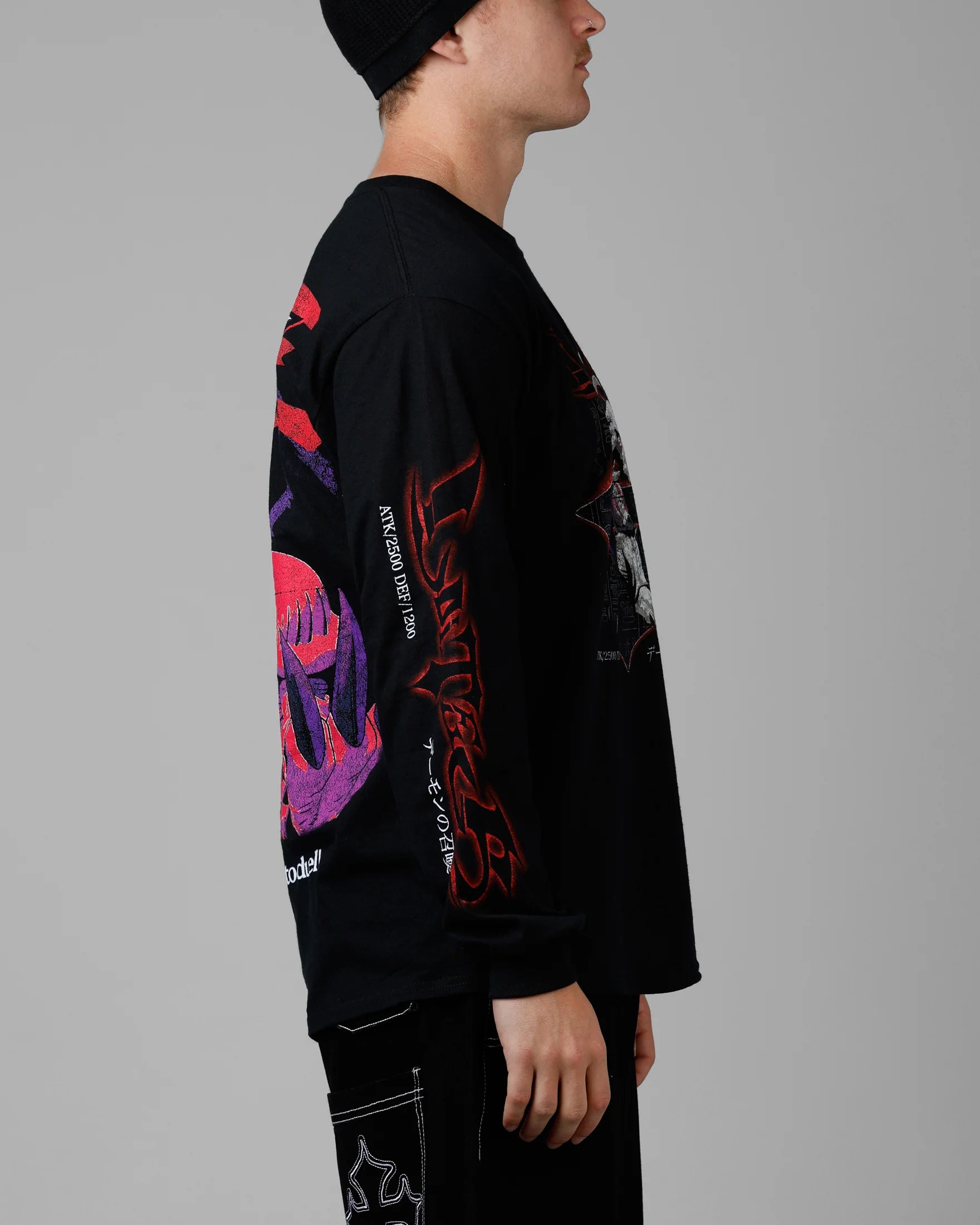 Loiter X Yu-Gi-Oh! Summoned Skull Long Sleeve T-Shirt Black - Image 4