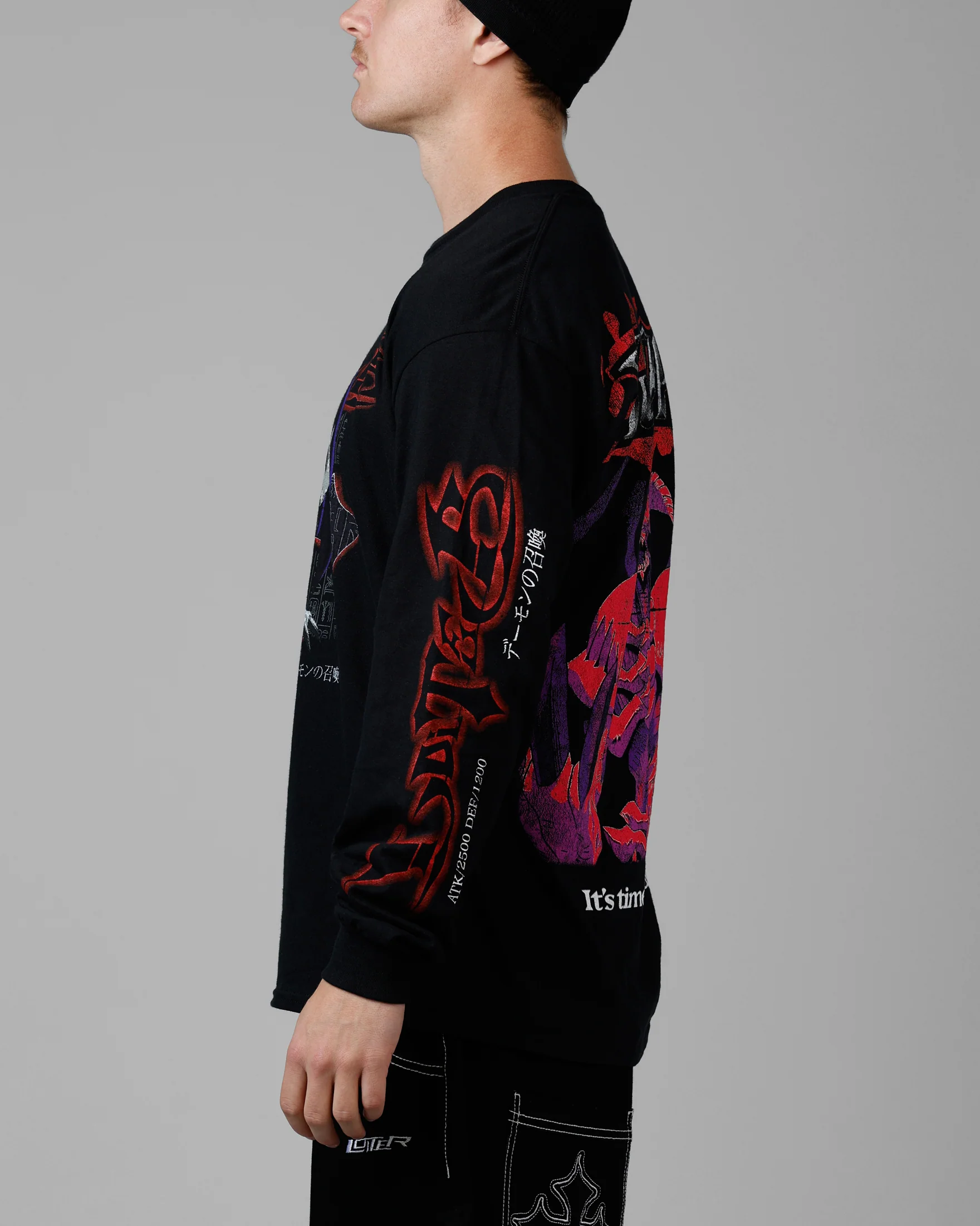 Loiter X Yu-Gi-Oh! Summoned Skull Long Sleeve T-Shirt Black - Image 5