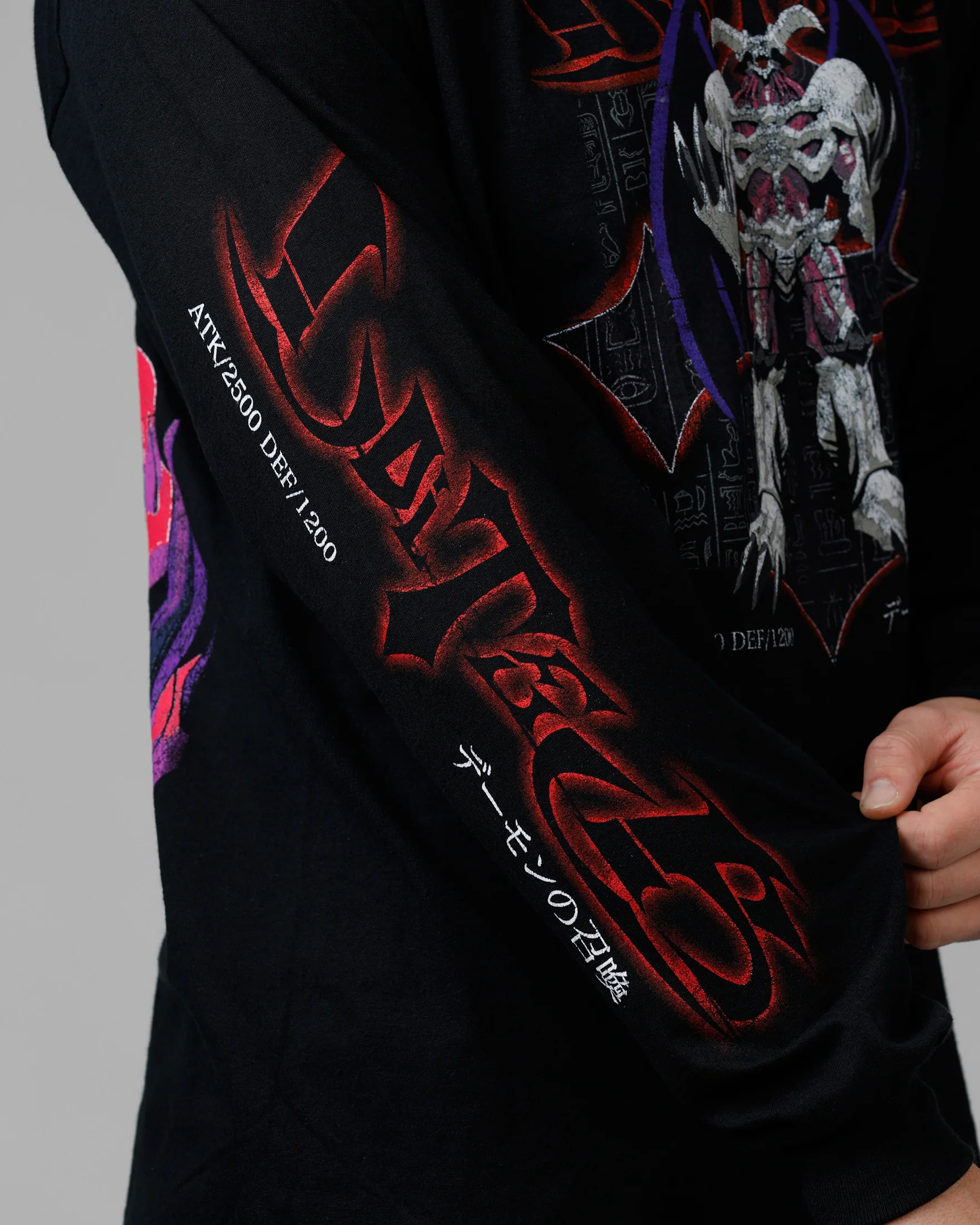 Loiter X Yu-Gi-Oh! Summoned Skull Long Sleeve T-Shirt Black - Image 7