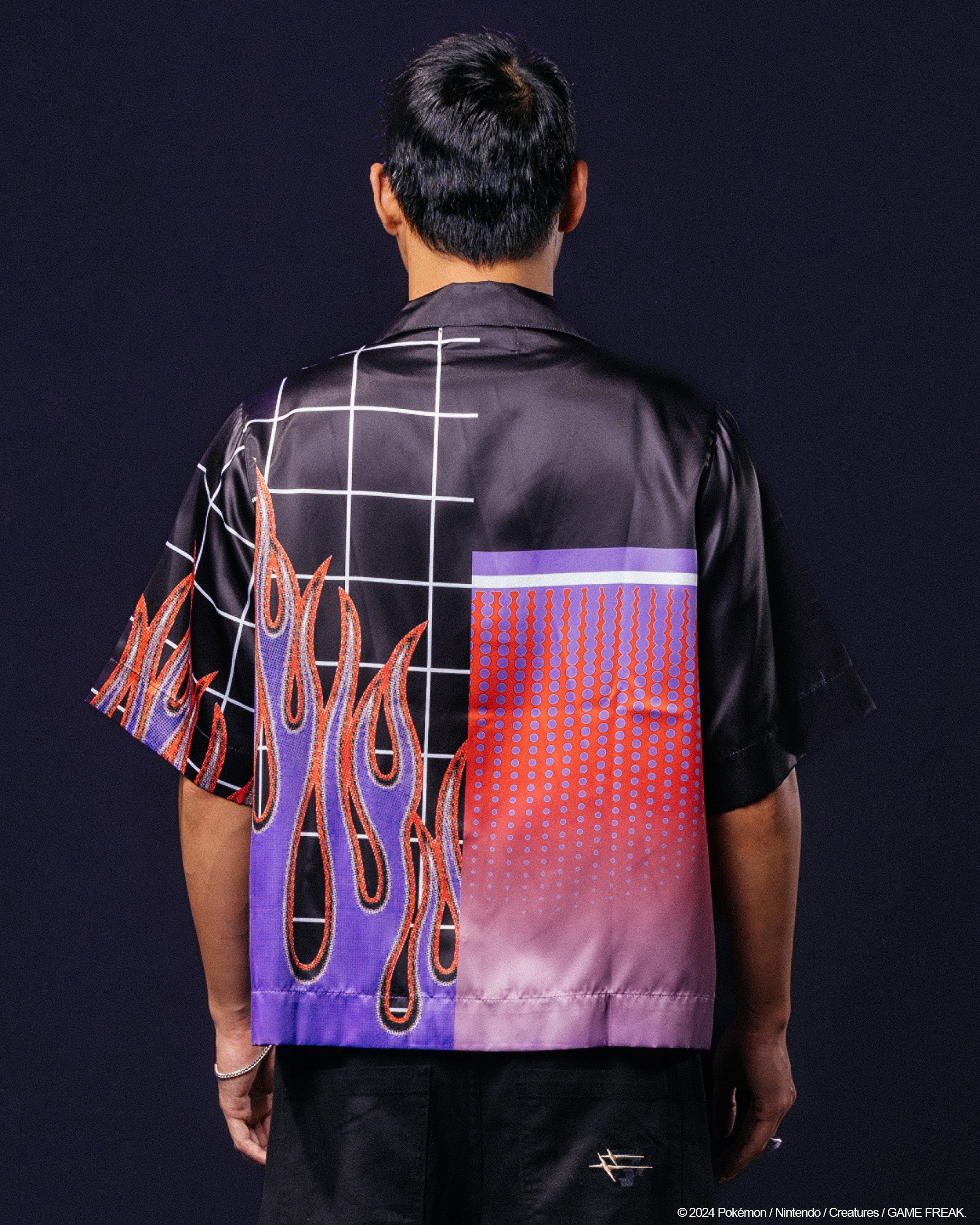 Pokémon By Loiter Gengar Split Button Up Shirt Black/Purple - Image 3